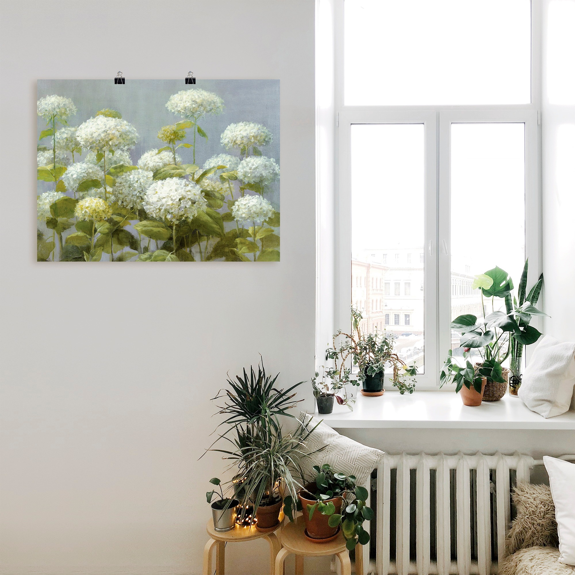 Artland Wandbild »Weisser Hortensien Garten«, Blumen, (1 St.), als Leinwandbild, Poster, Wandaufkleber in verschied. Grössen