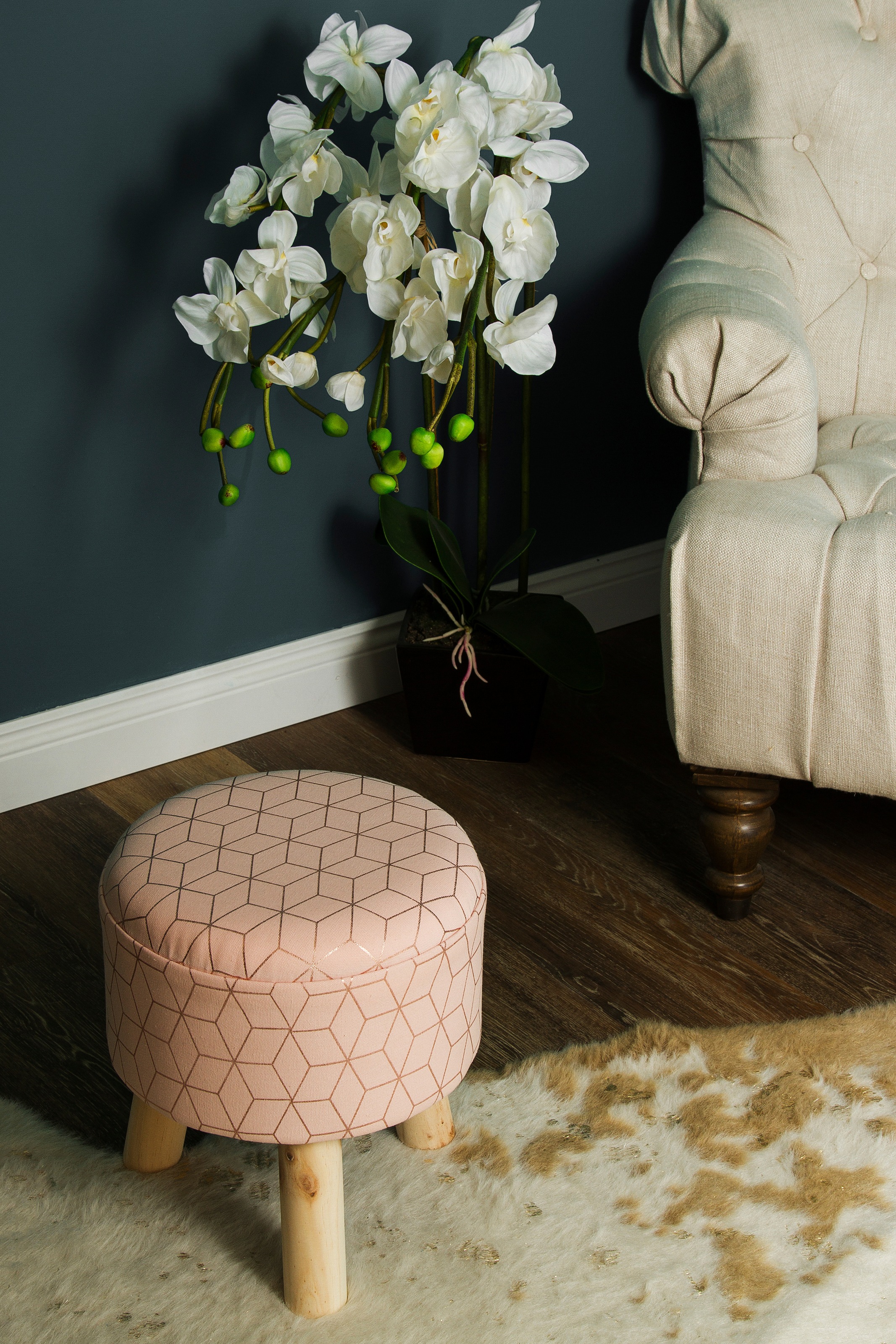 Image of my Flair Hocker, rose/goldfarben H33 durchm. 32 bei Ackermann Versand Schweiz