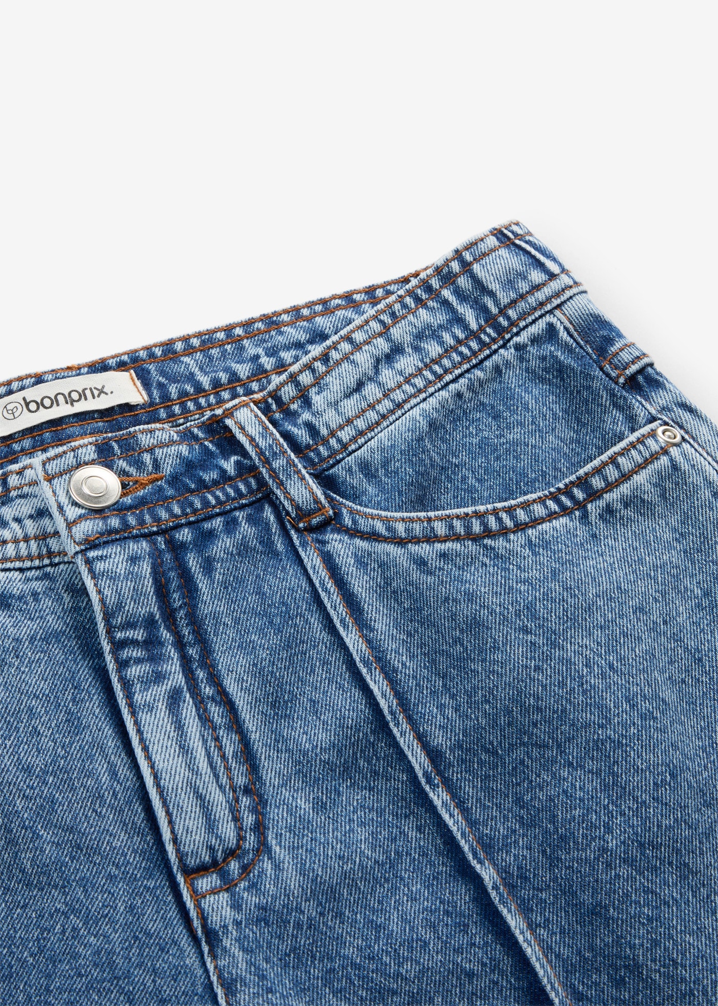 bonprix Jeans large coupe jambes larges, coupe ample, taille moyenne, en coton, style décontracté