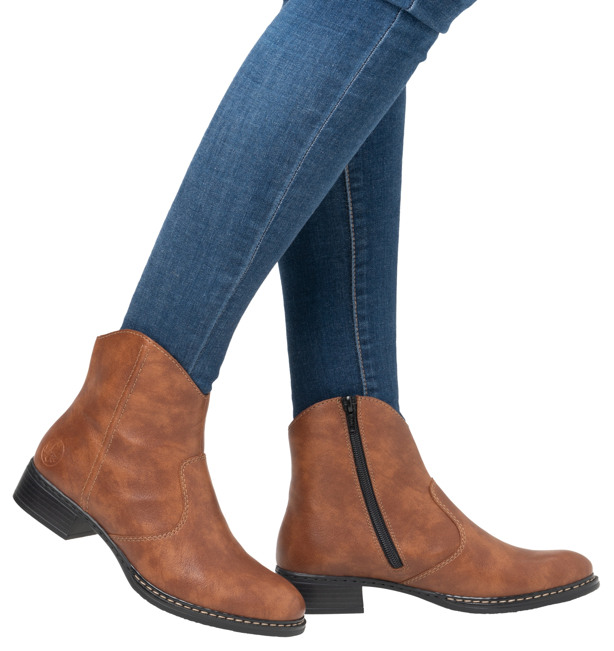 Rieker Cowboy Stiefelette, Westernstiefelette, Stiefelette, Blockabsatz mit Reissverschluss