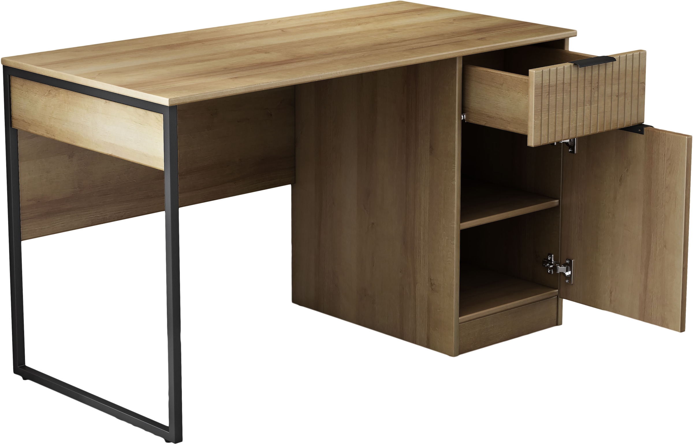 GOODproduct Schreibtisch »Aspea« Set,  mit Schublade, ausreichend Stauraum, moderne Rillenoptik, B. 120 cm