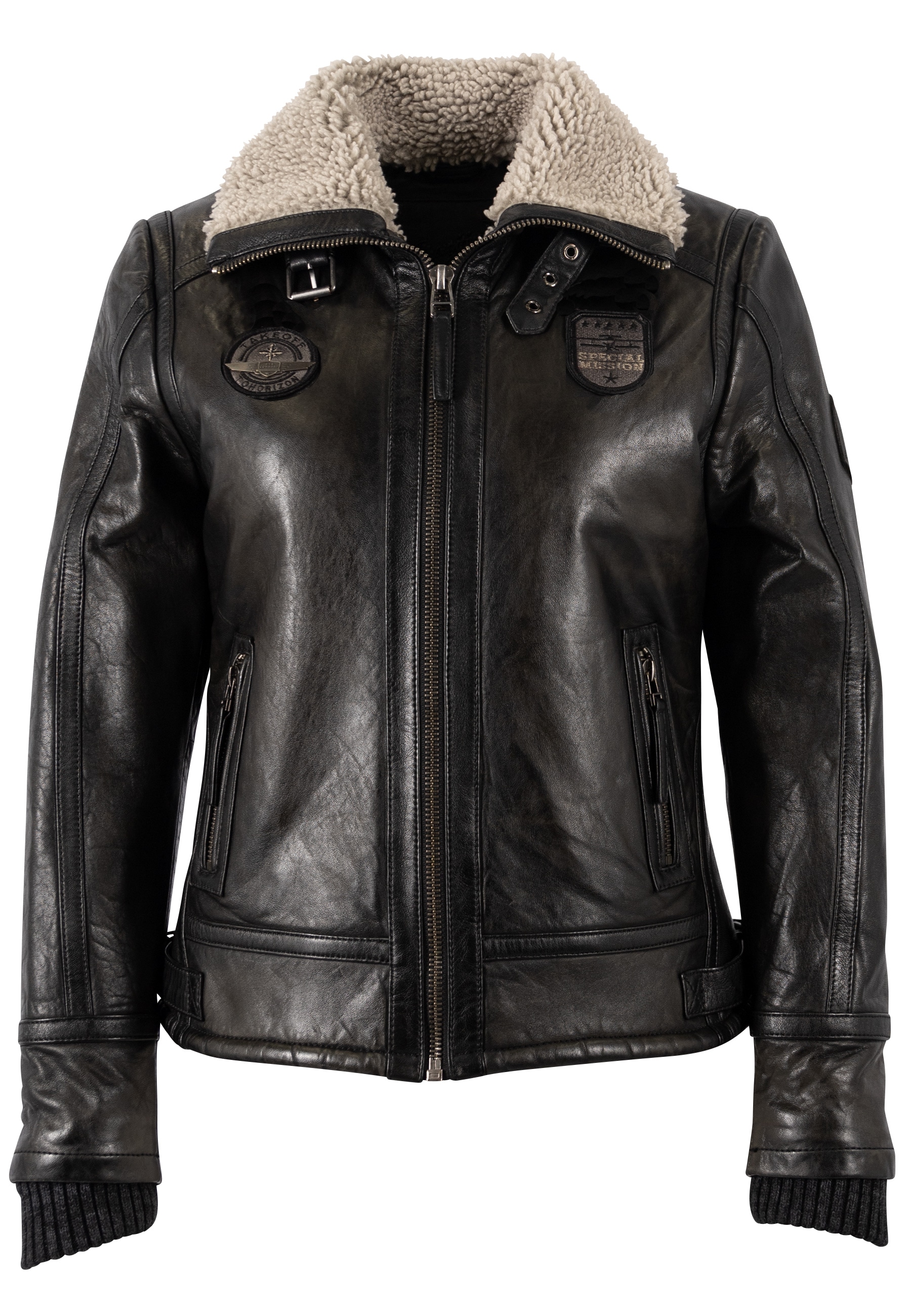 Mauritius Veste en cuir »MWNairobi« avec fourrure Teddy, style aviateur