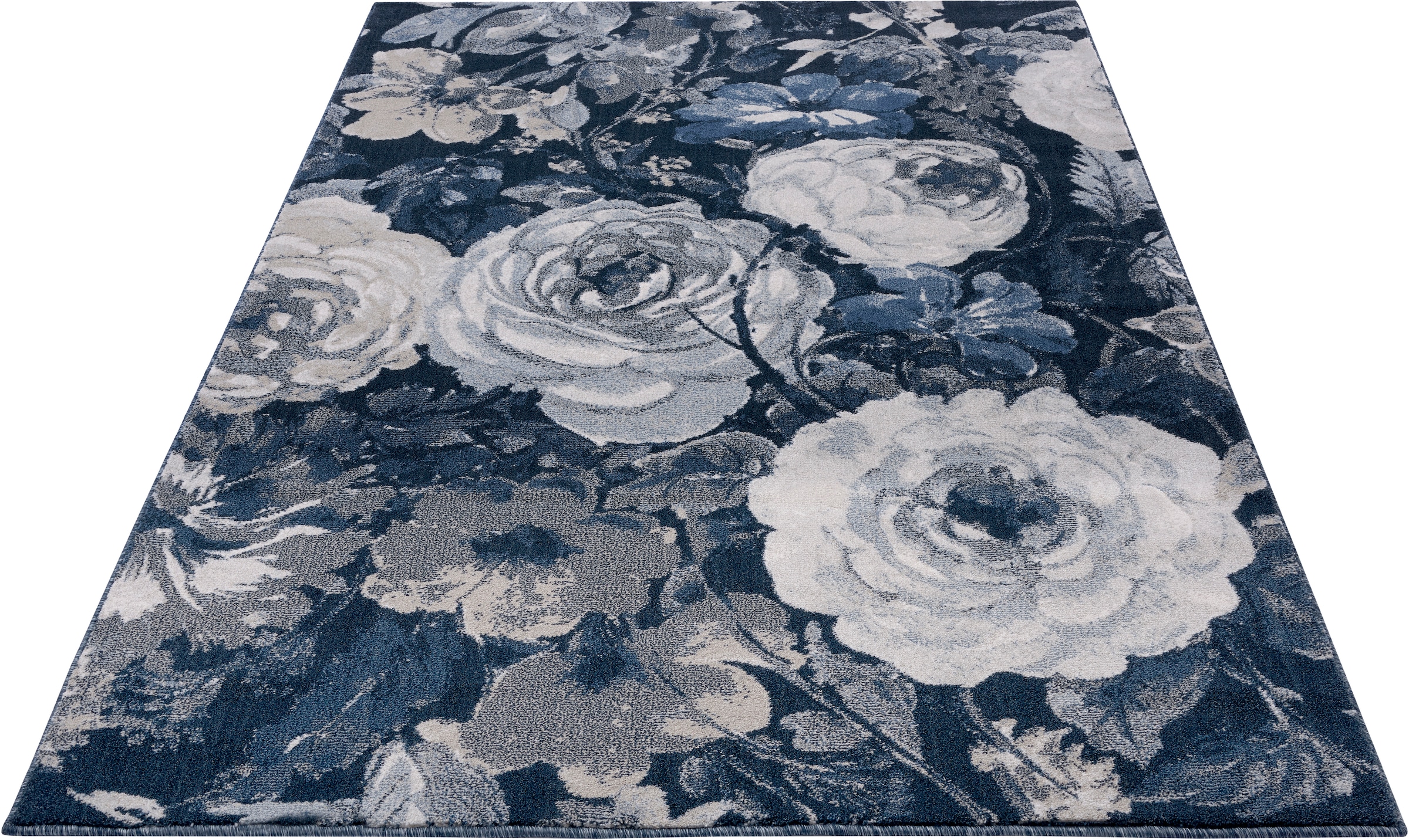 Image of MINT RUGS Teppich »Peony«, rechteckig, 10,5 mm Höhe, Kurzflor, Florales Design, Blumen, besonders weich durch Microfaser, Wohnzimmer, Schlafzimmer, Robust, Pflegeleicht bei Ackermann Versand Schweiz