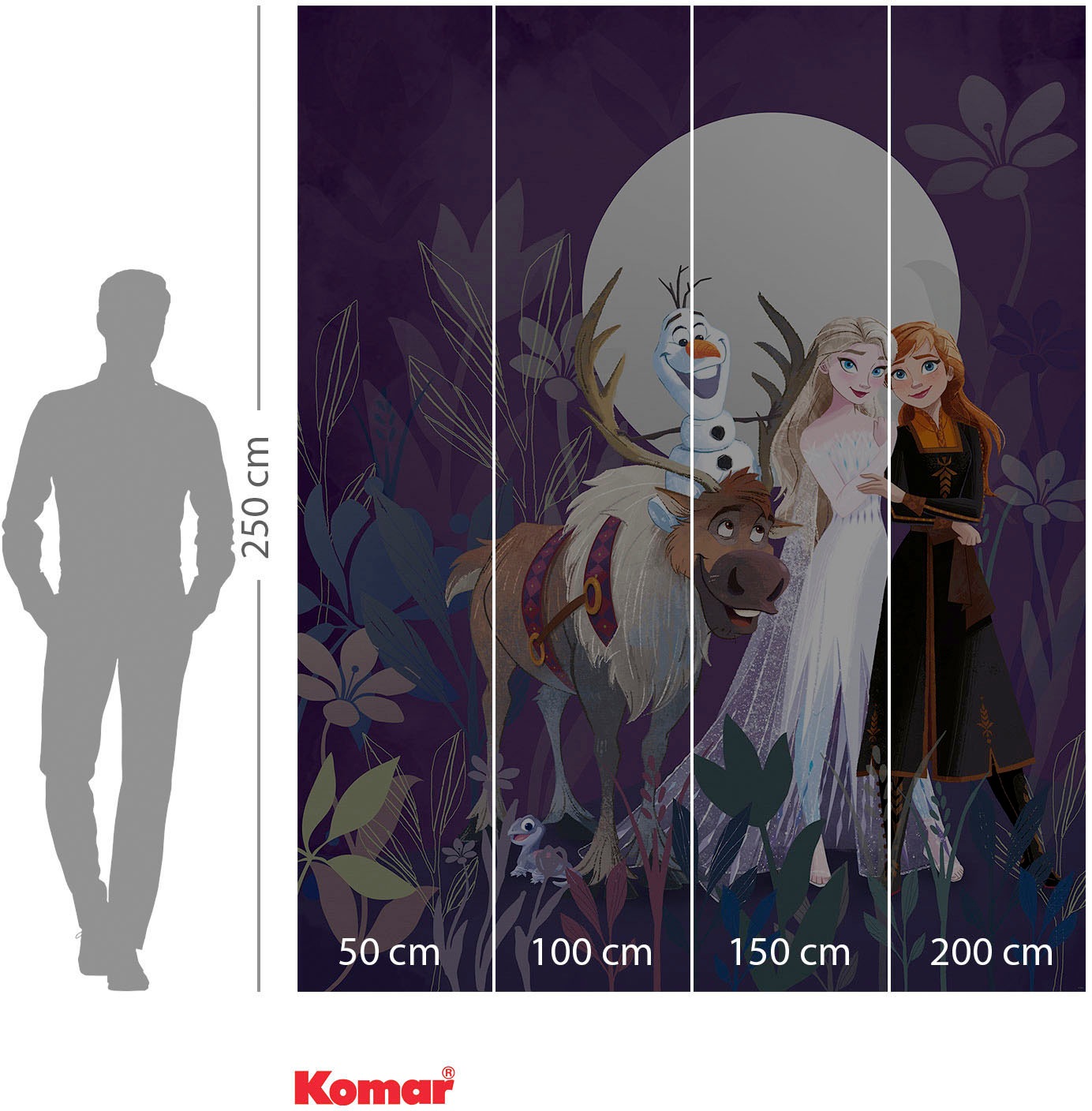 Komar Fototapete »Digitaldruck Vlies - Frozen Full Moon Hike - Grösse 200 x 250 cm«, bedruckt, Kinderzimmer