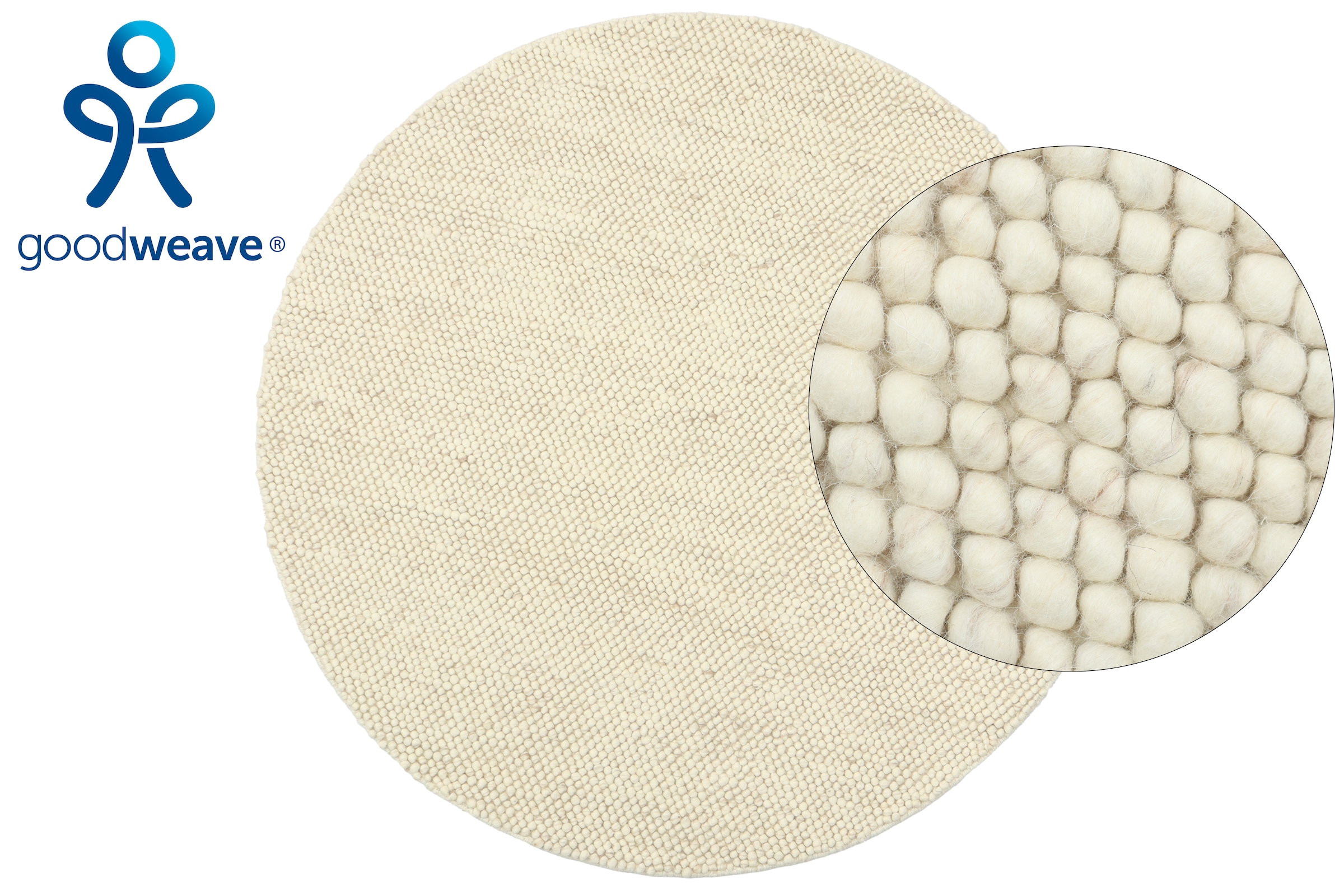 my home Wollteppich »Wolly« rund 14 mm Höhe Wolle, handgewebt, Handweb Teppiche, Wohnzimmer, Schlafzimmer