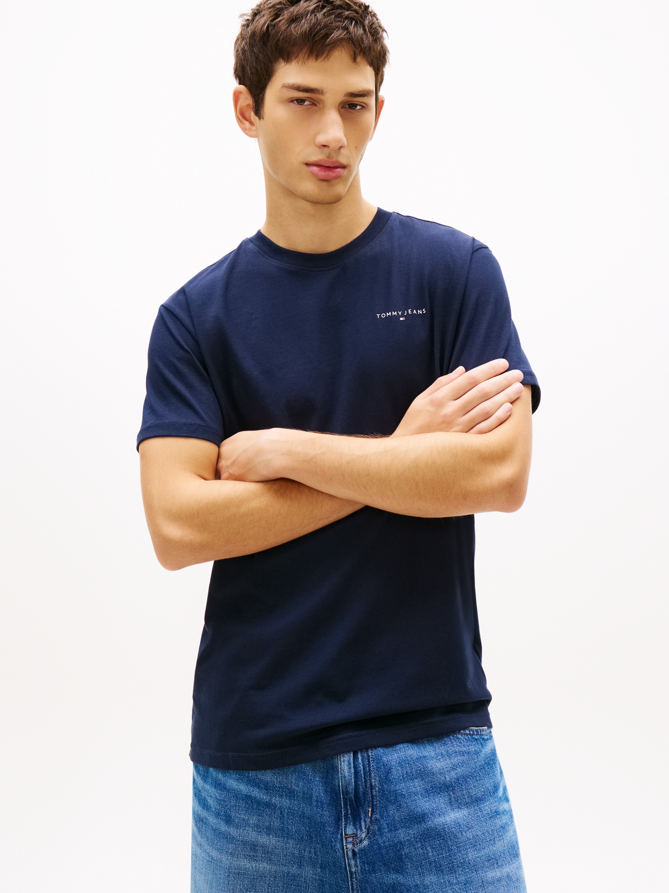 Image of Tommy Jeans T-Shirt "TJM SLIM FIT LINEAR 2PACK" Packung, 2 Rundhals, Jersey