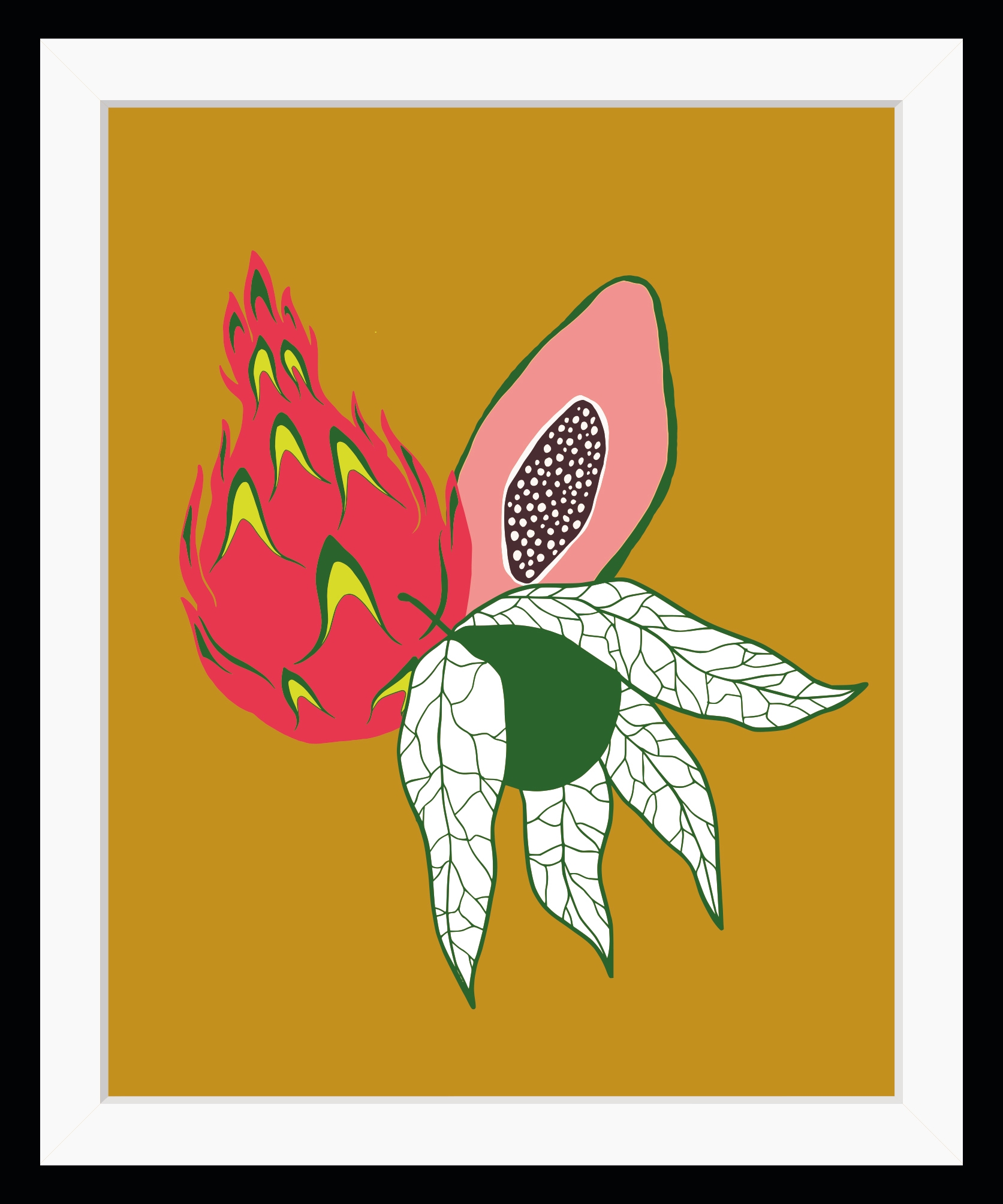 Image of queence Bild "Colin" Kunst Lebensmittel Obst Obst Bilder HD Premium Poster-Druck inkl. Holzrahmen