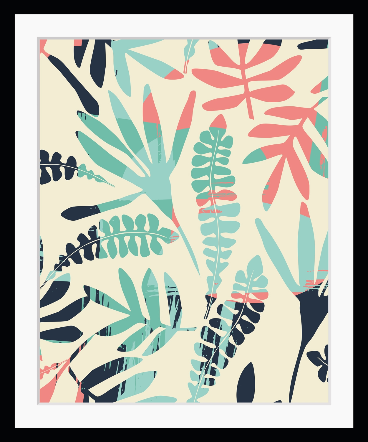 Image of queence Bild "Danielle" Abstrakt Blumen Blumenbilder Blätter Figuren HD Premium Poster-Druck inkl. Holzrahmen