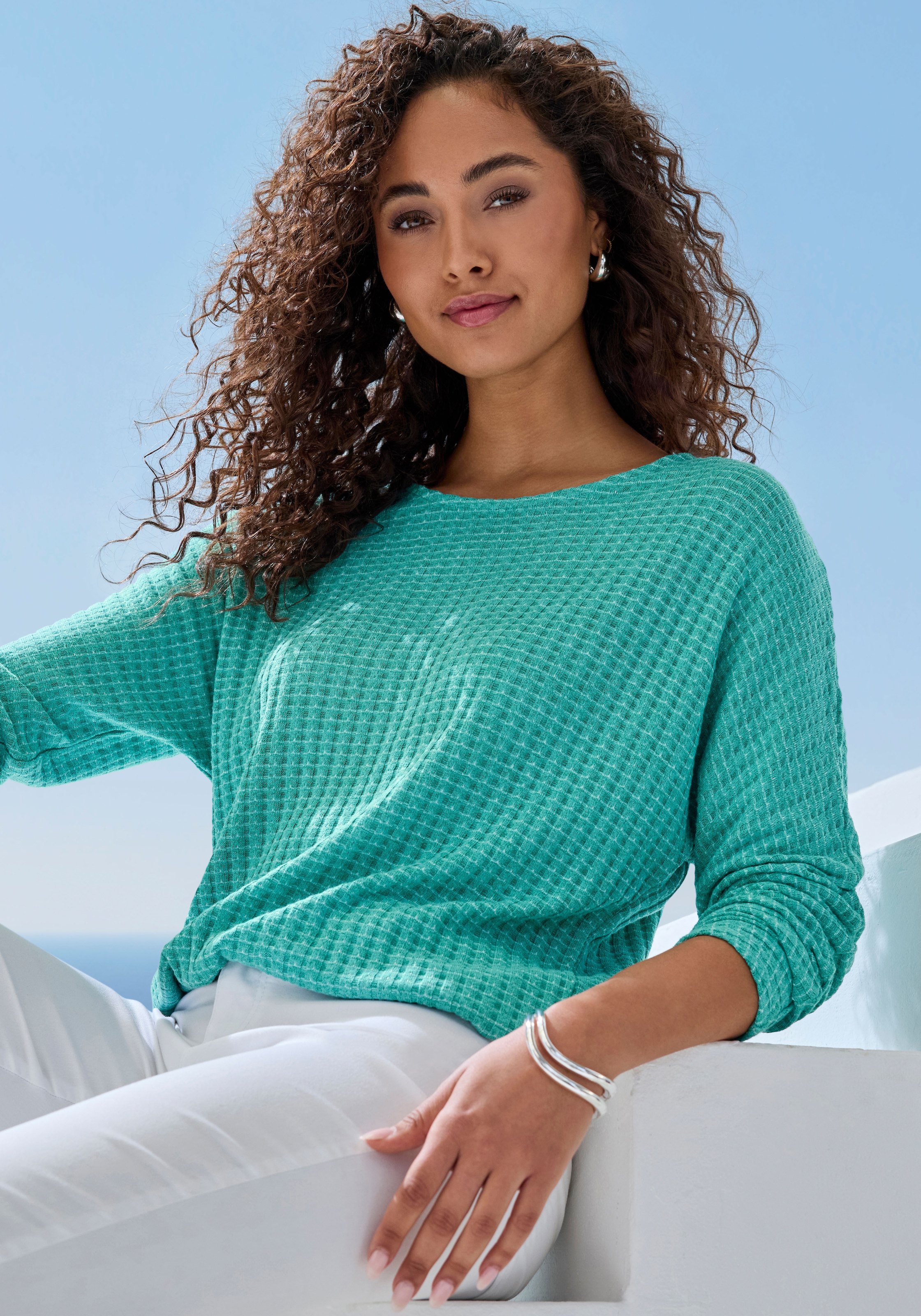 Vivance T-shirt à manches longues »aus sommerlicher Strickqualität« avec élastique à la taille