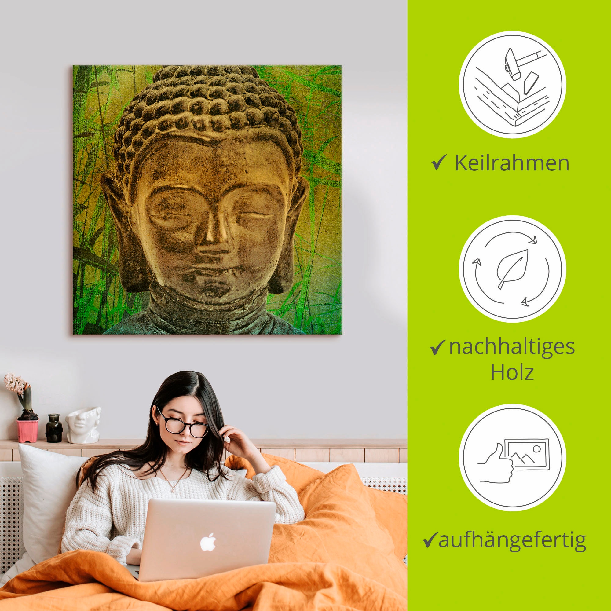 Artland Wandbild »Buddha II«, Religion, (1 St.), als Leinwandbild, Poster in verschied. Grössen
