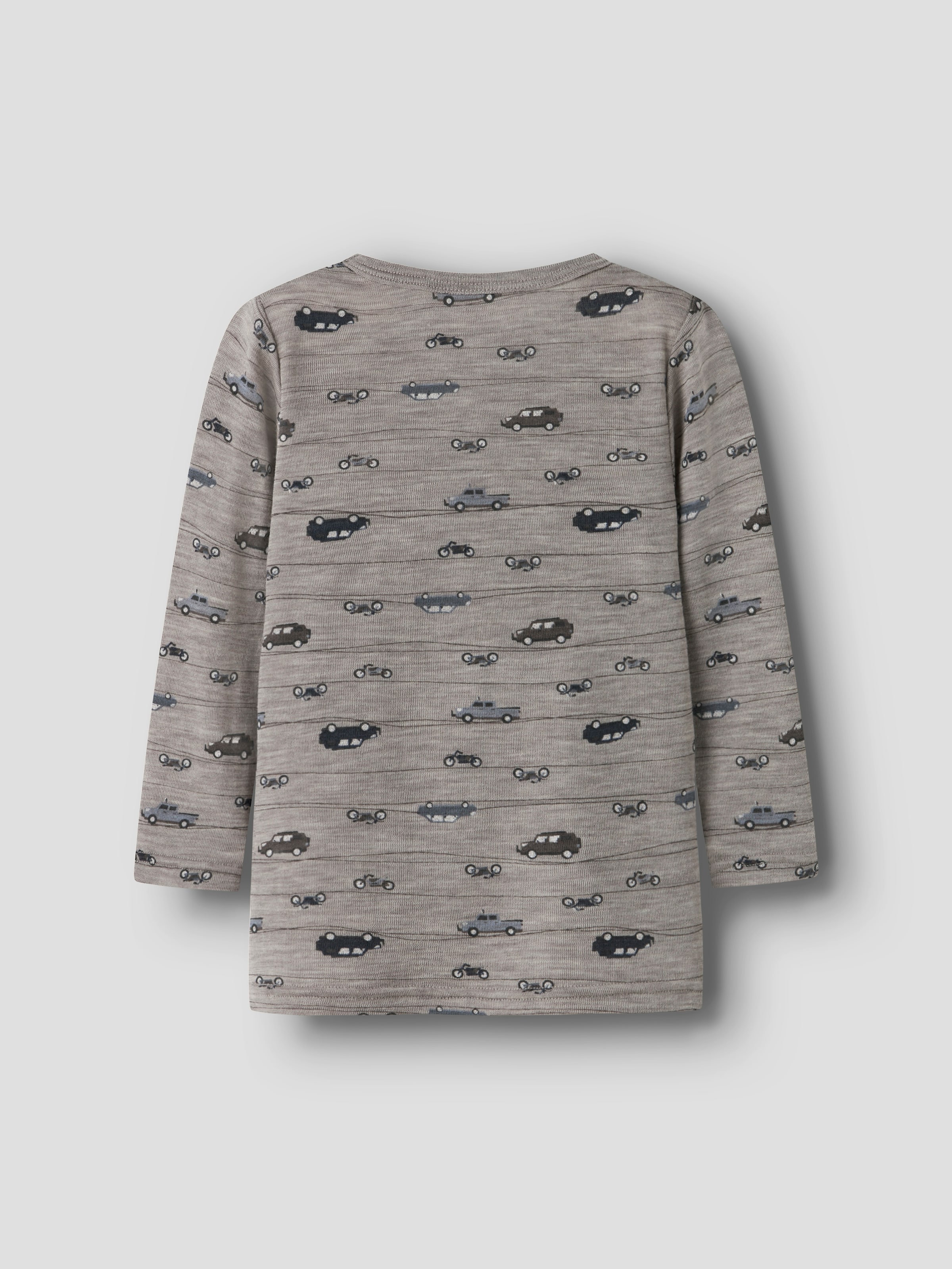 Name It T-shirt à manches longues »NMMWANG WOOL RIB LS TOP AOP NOOS« en laine mérinos douce et chaude