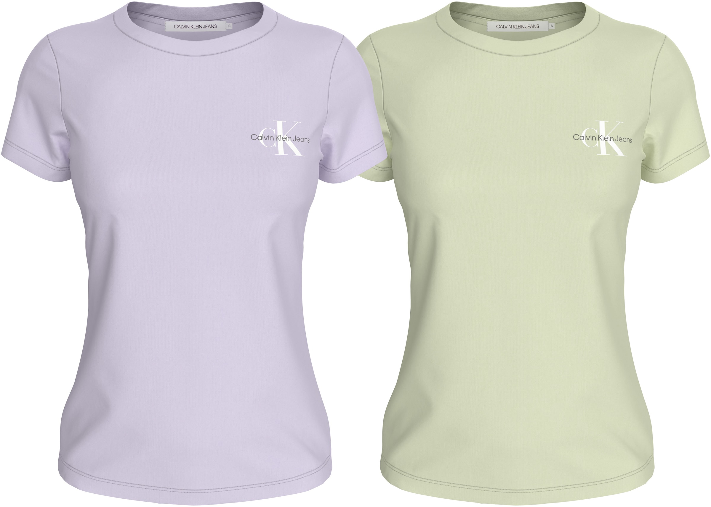Rundhalsshirt »2-PACK MONOLOGO SLIM TEE«, mit Calvin Klein Jeans Logoprint auf der Brust