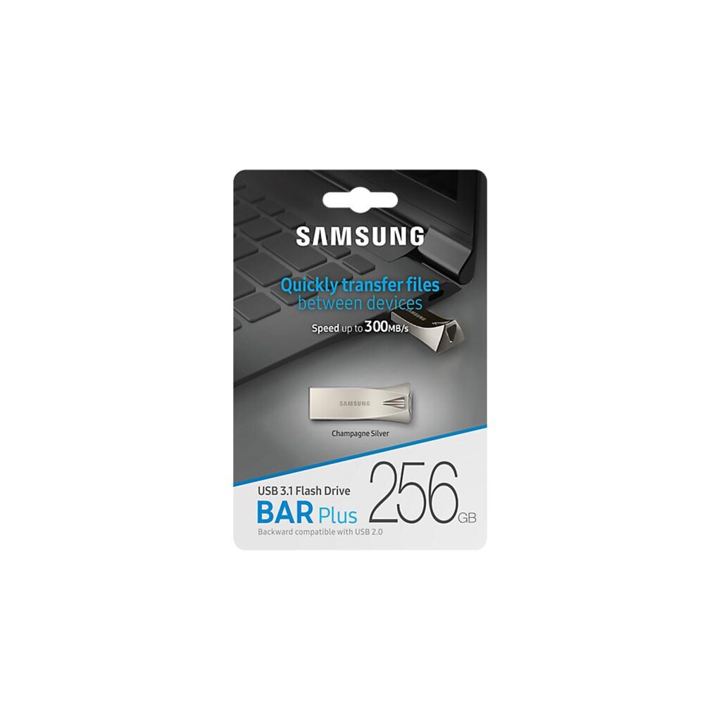 Samsung Mini-USB-Stick »Bar Plus Silver 256 GB«, (USB 3.1 Lesegeschwindigkeit 300 MB/s)