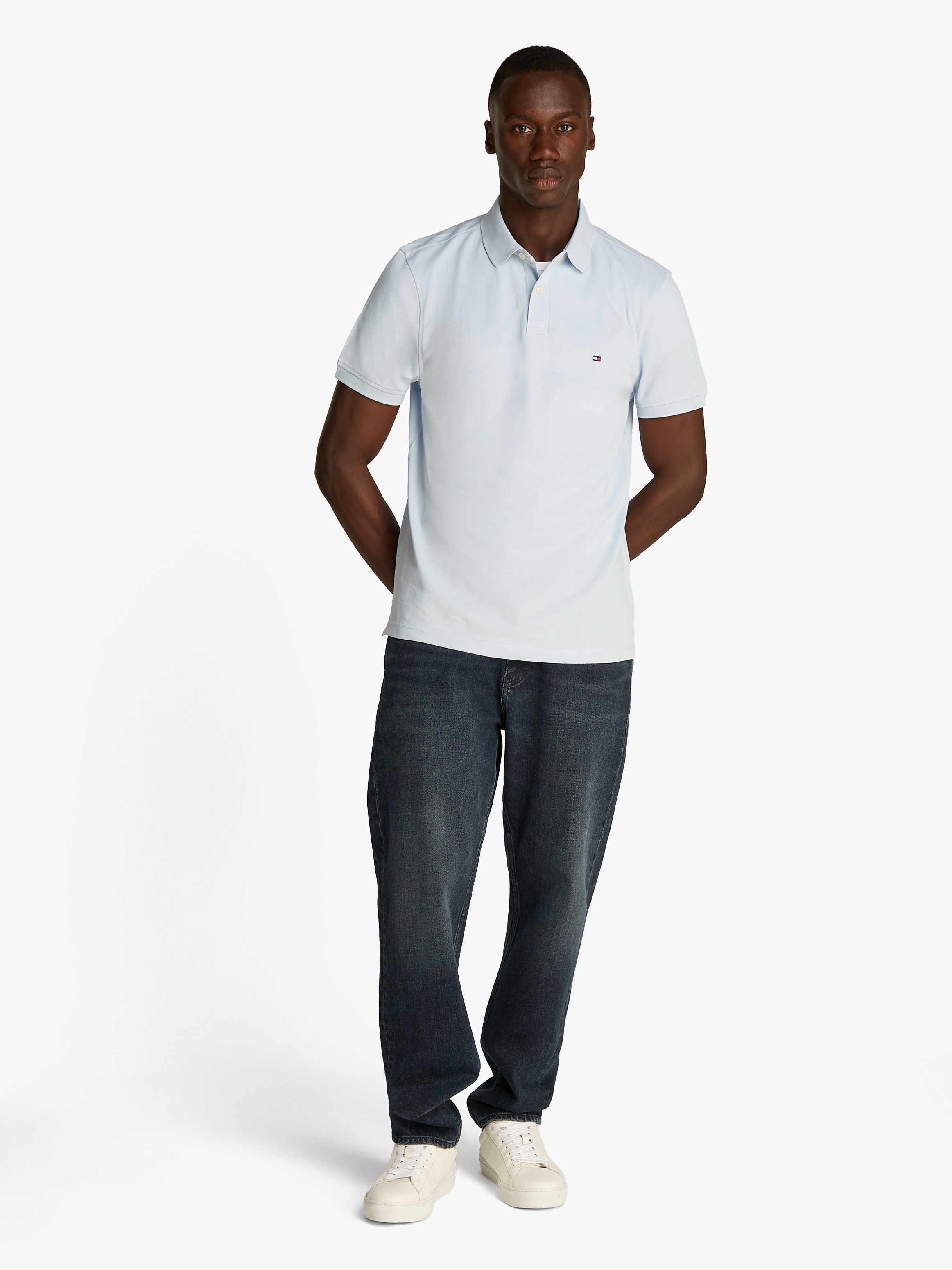 Tommy Hilfiger Poloshirt »1985 REGULAR POLO mit Kontraststreifen und Knopfleiste«, unifarben, sportlich, regular fit, Baumwollmix, Polokragen