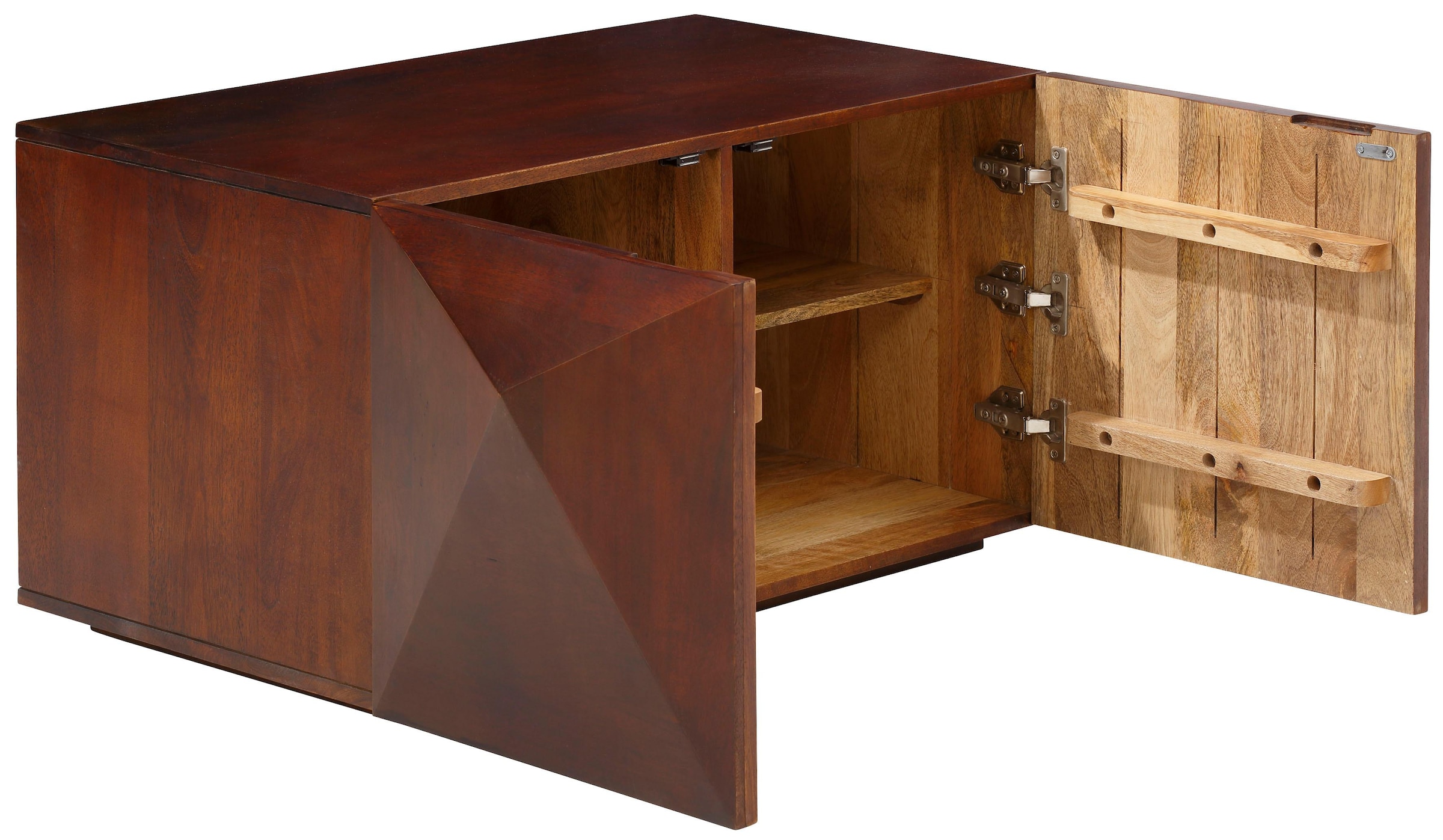 Home affaire Couchtisch »Diamond«, aus massivem Mangoholz mit 3D-Optik auf den Aussenseiten, Breite 90 cm