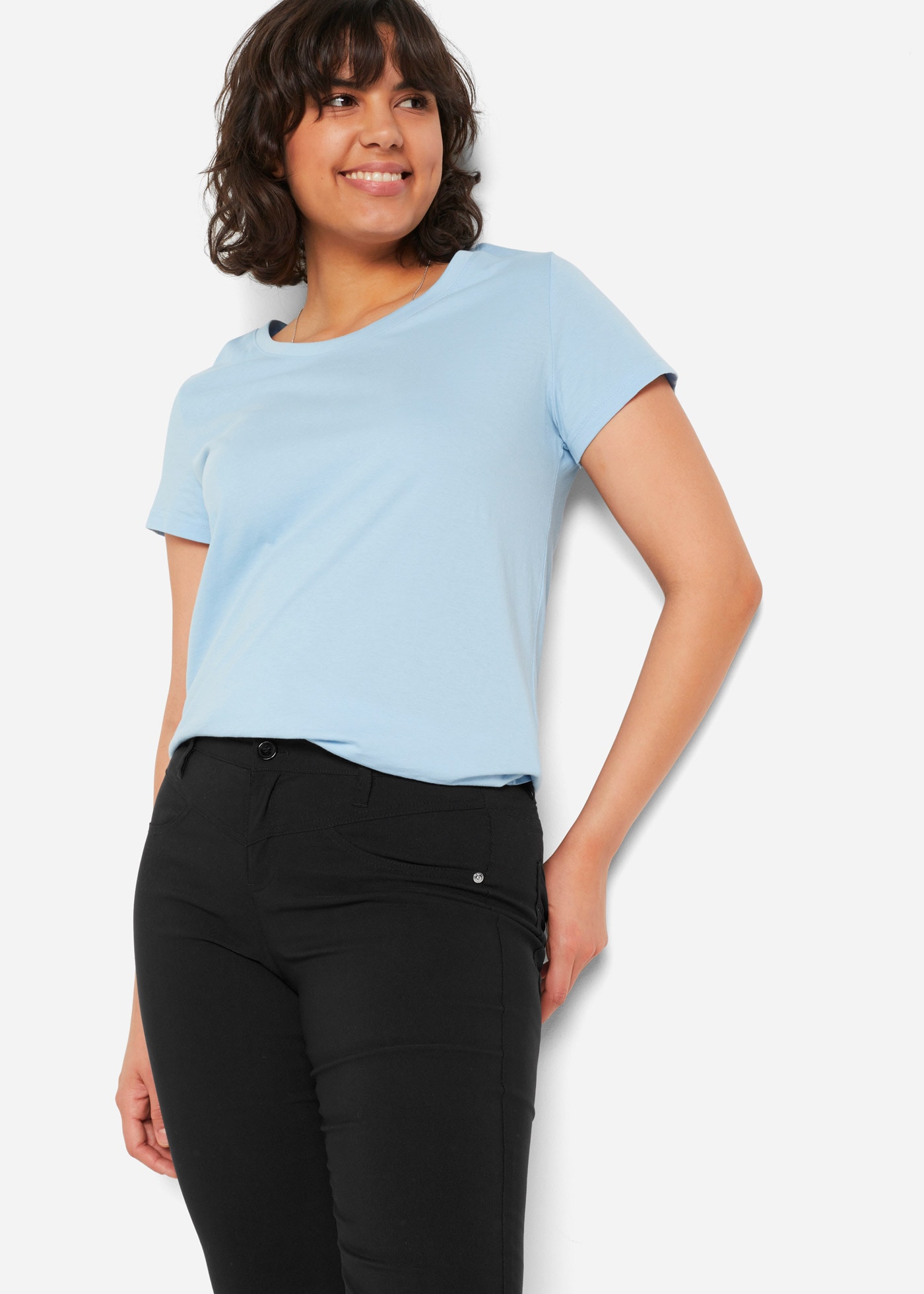 bonprix Stretch-Hose  aus Viskose, mit Bootcut-Design, Regular Fit, mit Gürtelschlaufen