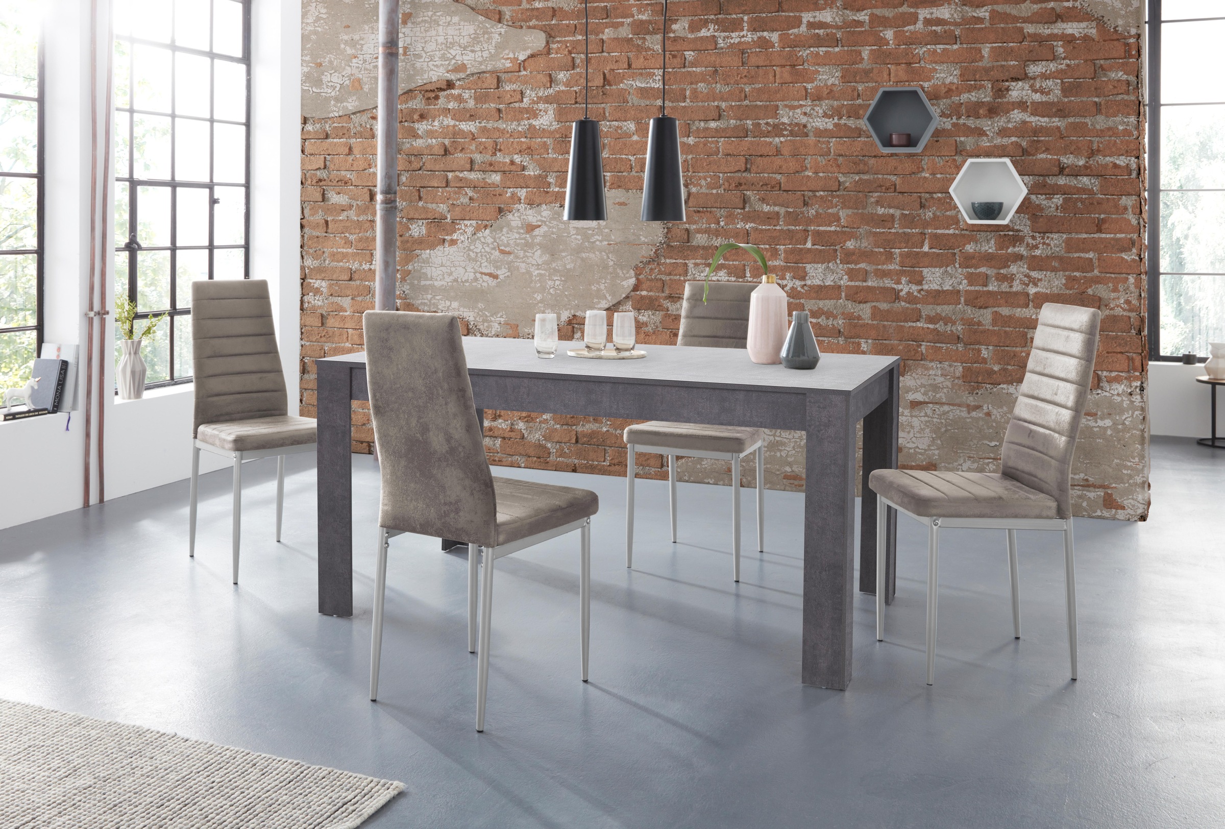 Image of GOODproduct Essgruppe "Lynn160/Kate" 5 Stk. tlg. Tisch mit 4 Stühlen