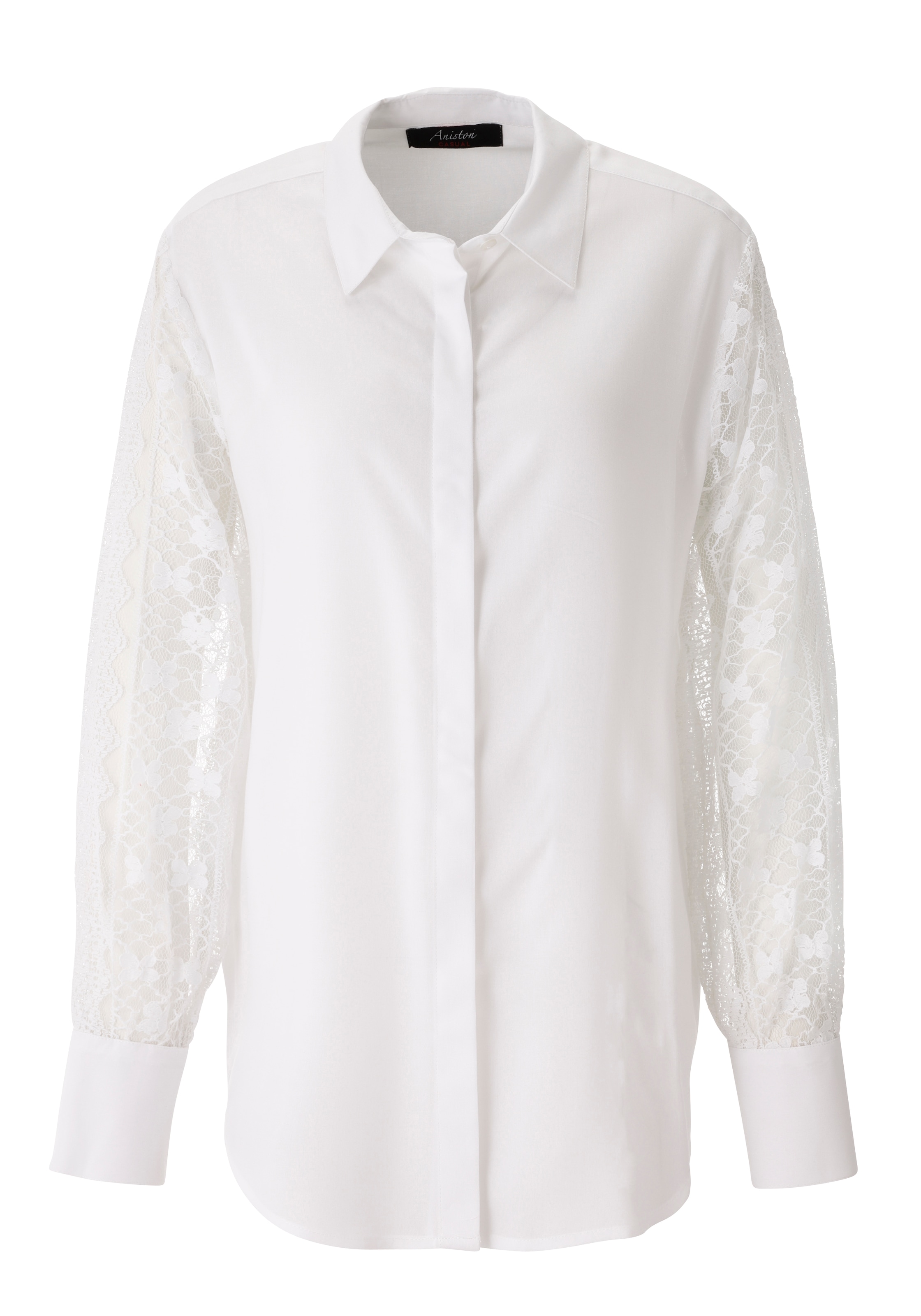 Aniston CASUAL Blouse chemise mit langen Ärmeln aus aufwändiger Spitze - NEUE KOLLEKTION