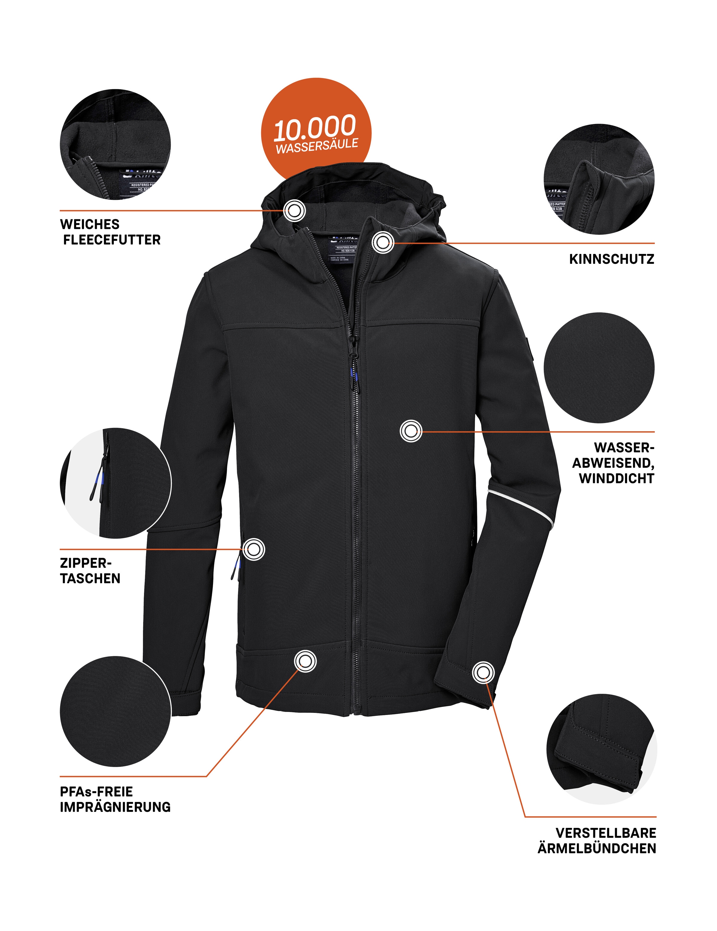 Killtec Softshelljacke »KOS 143 BYS SFTSHLL JCKT«, Wind- und wasserabweisende, atmungsaktive, PFAS-freie Kinderjacke