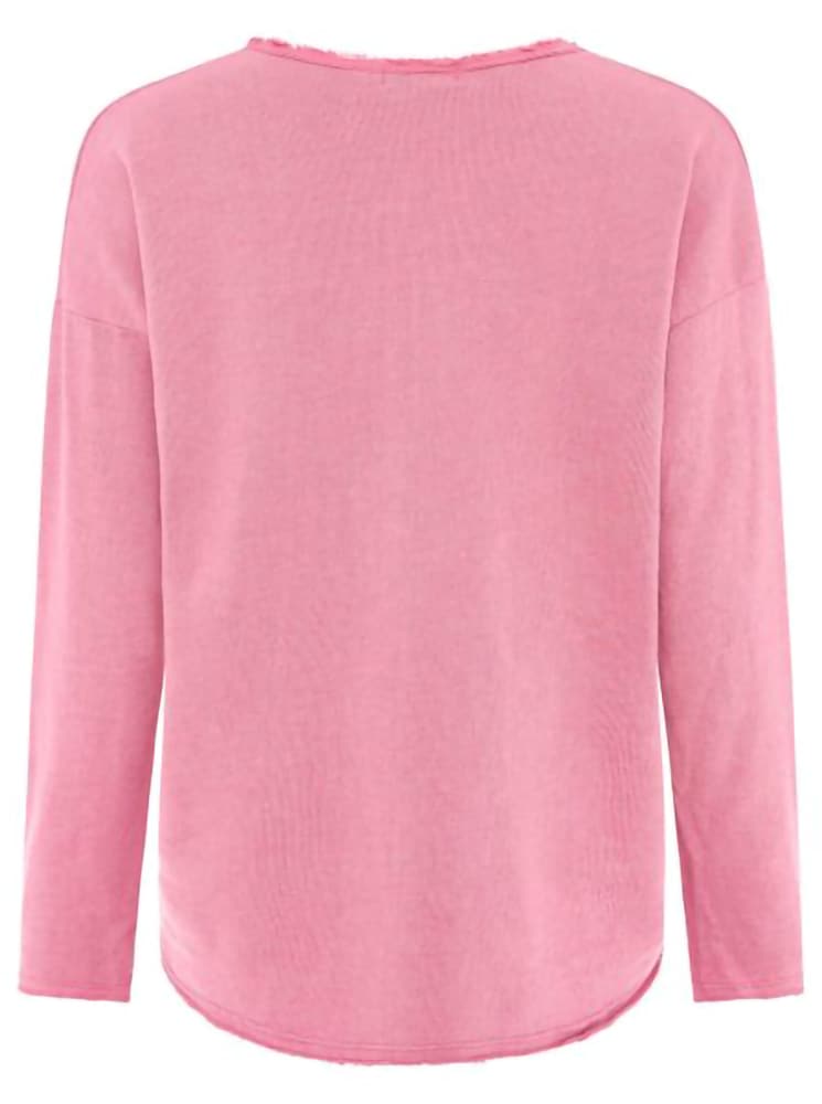 Zwillingsherz Sweat-shirt »"Positive Mind"«, ausgefranster V-Ausschnitt, Used Look, Langarm, Schriftzug
