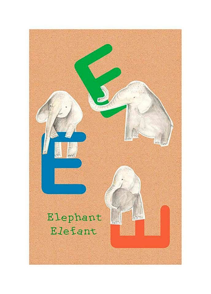 Image of Komar Bild "ABC Animal E" Buchstaben 1 Stk. tlg. Wandbild zur Dekoration - ohne Rahmen
