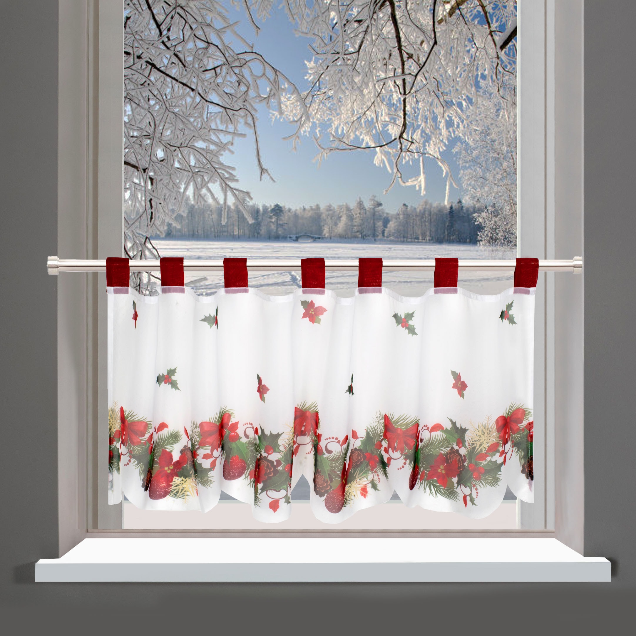 Image of Delindo Lifestyle Gardine "Weihnachten" Schlaufen 1 Stk. tlg. mit Schlaufenaufhängung, für die Küche