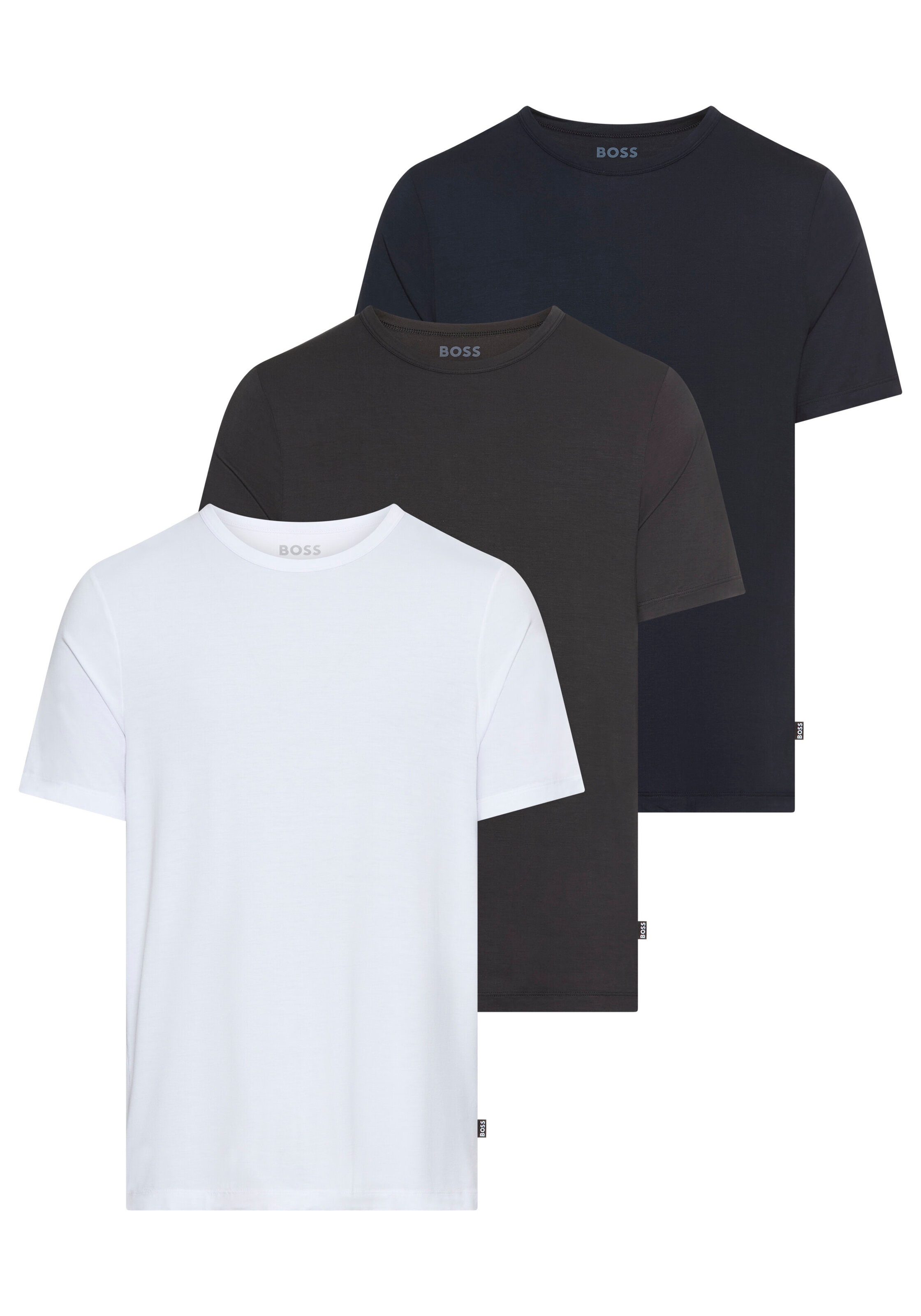 BOSS T-Shirt »TShirt RN 3P Natura«, (3 tlg.), einfarbiges T-Shirt mit Markenlabel