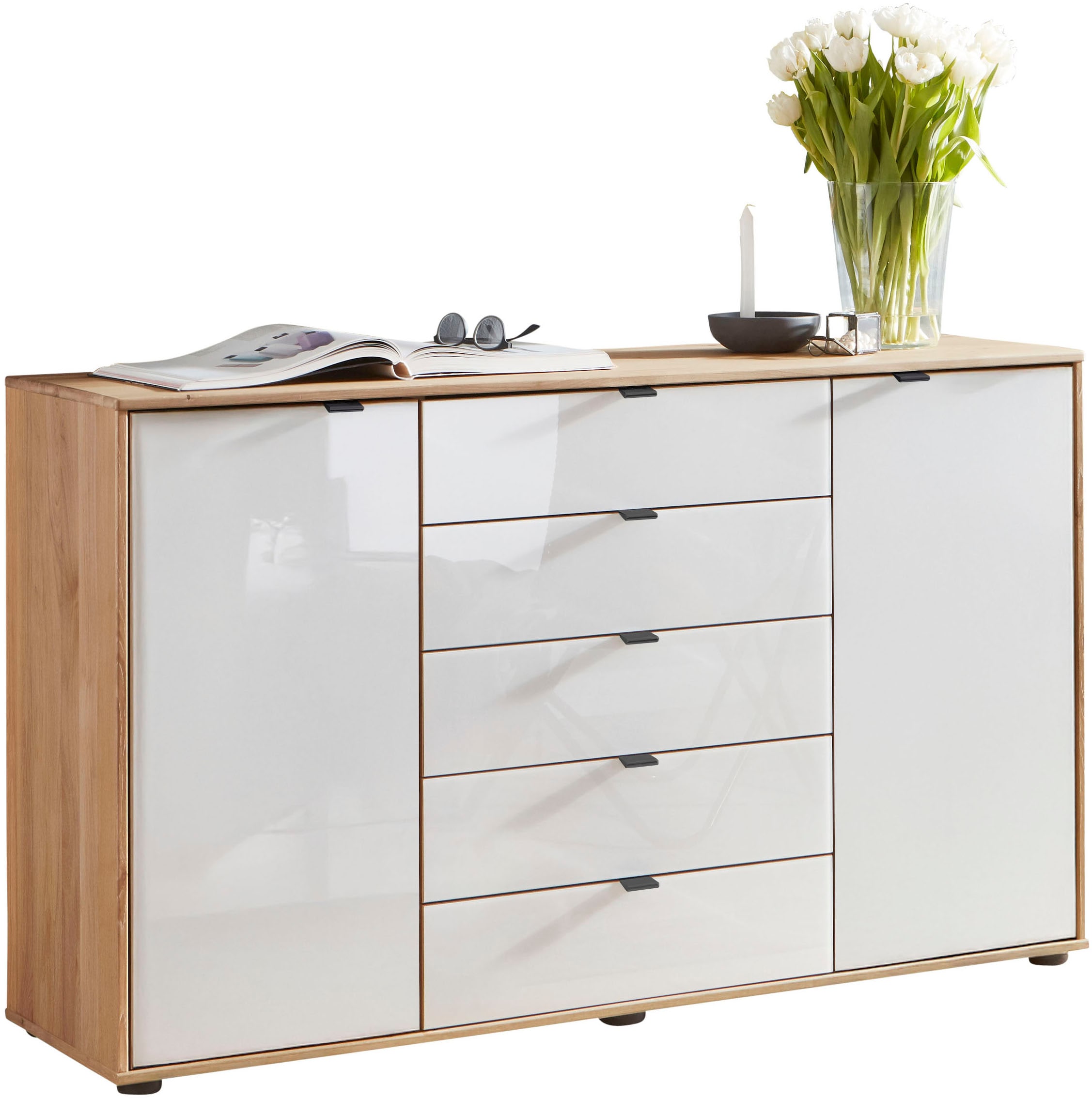 WIEMANN Kombikommode »Cardiff Sideboard, Wäscheschrank, teilmassiv Erle, mit Schubladen« Kommode 141x86x43 cm, braun, mit Dämpfung, MADE IN GERMANY,  verschiedenen Ausführungen, inklusive Einlegeboden