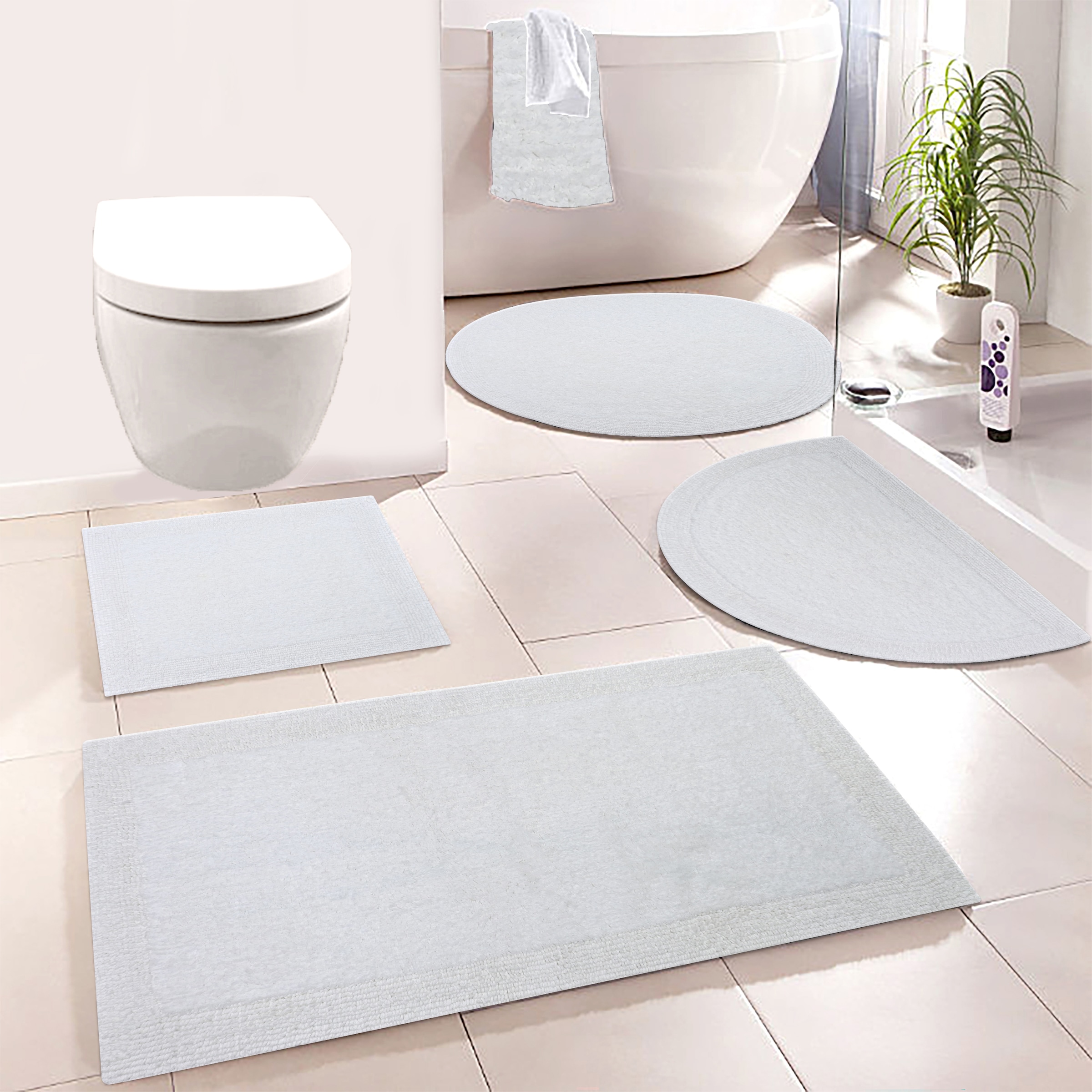 my home Badematte »Kapra, Badvorleger, Badezimmer Teppich«, beidseitig nutzbar-fussbodenheizungsgeeignet-strapazierfähig, mit Bordüre, Badteppich, Badematte, Baumwolle