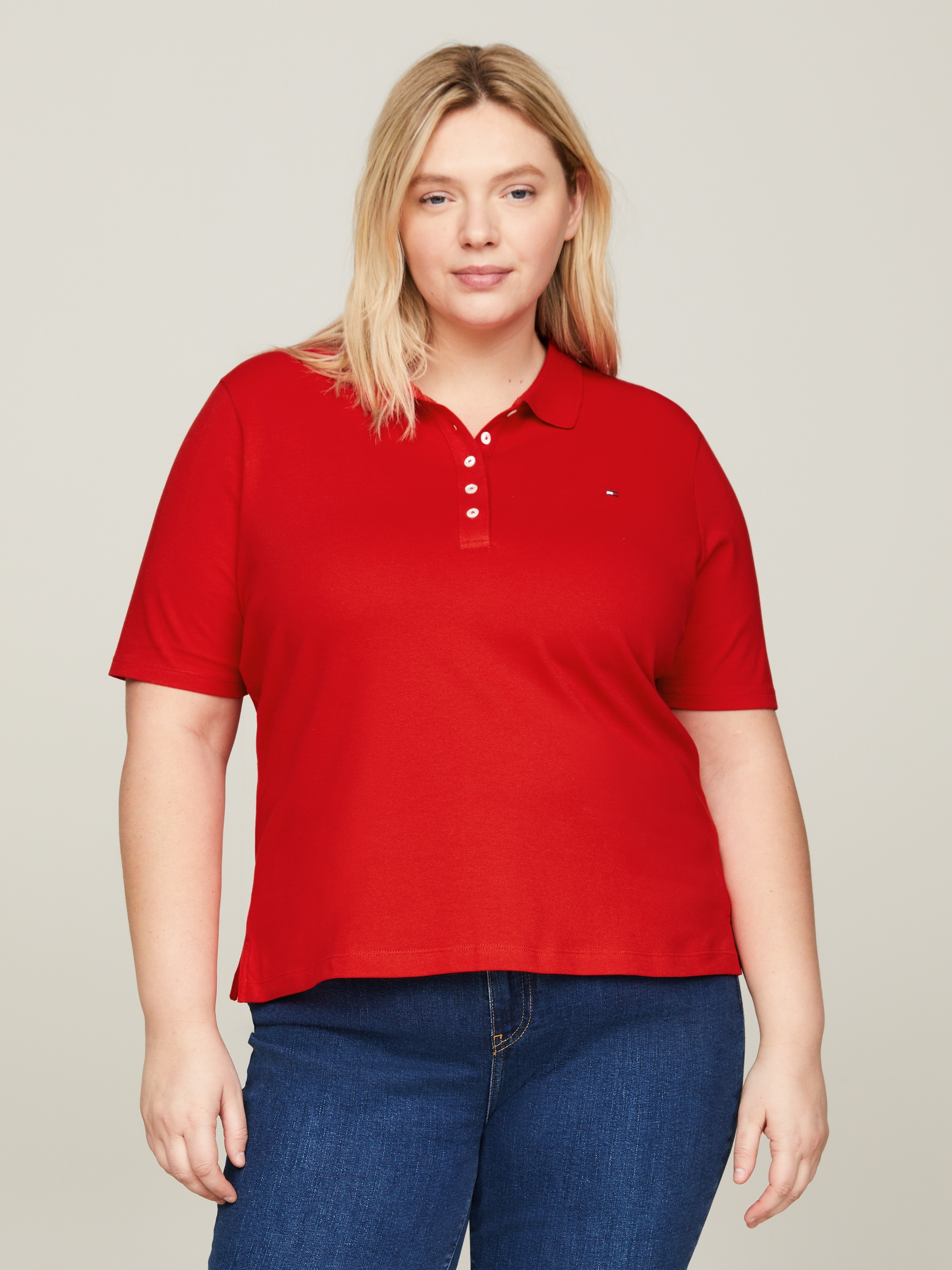 Tommy Hilfiger Curve Poloshirt »CRV 1985 REG PIQUE POLO SS«, PLUS SIZE CURVE,mit 5-Knopf-Form