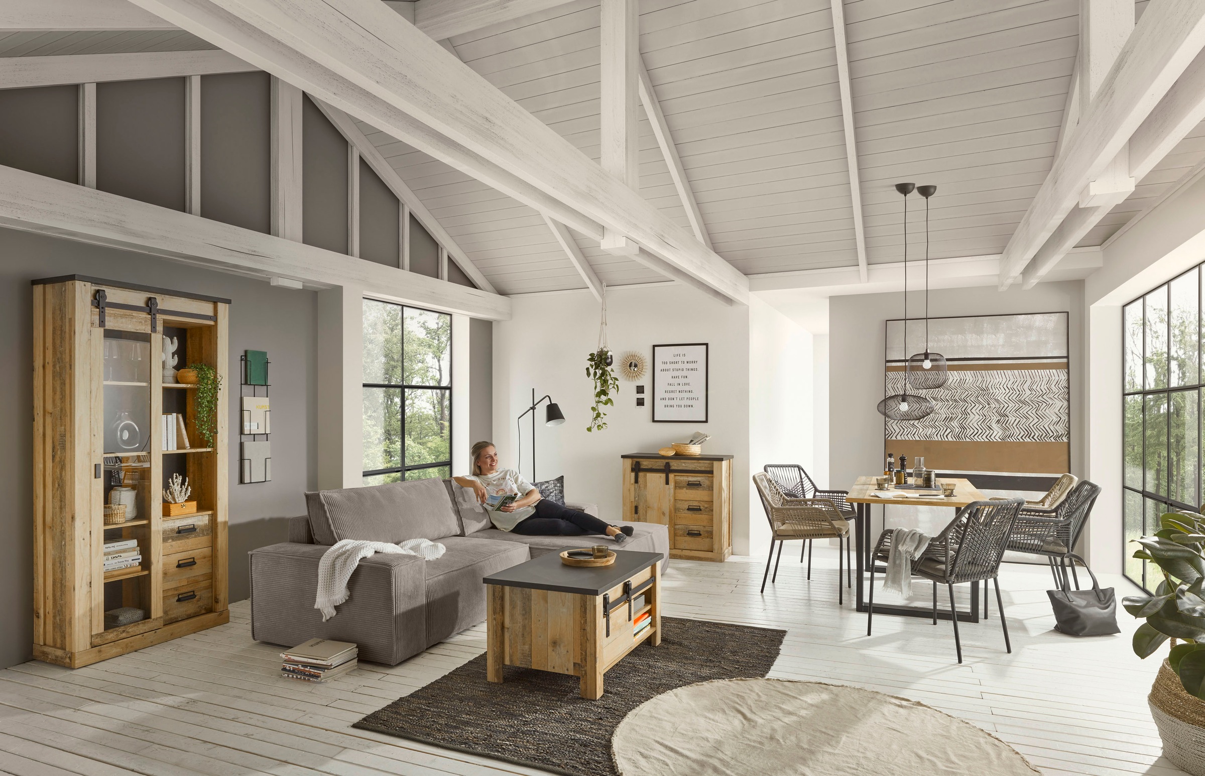 Home affaire Canapé d'angle »SHERWOOD Schlafsofa 267 cm, L-Form,« Schlaffunktion mit Bettkasten (210x136 cm), Cord, Vintage, Samtvelours