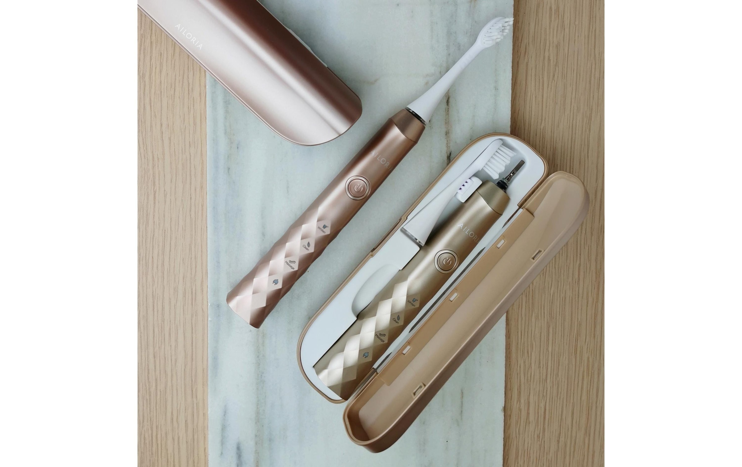 AILORIA Brosse à dents électrique »Schallzahnbürste Shine Bright Set« Schallzahnbürste Sommer-Edition mit Etui