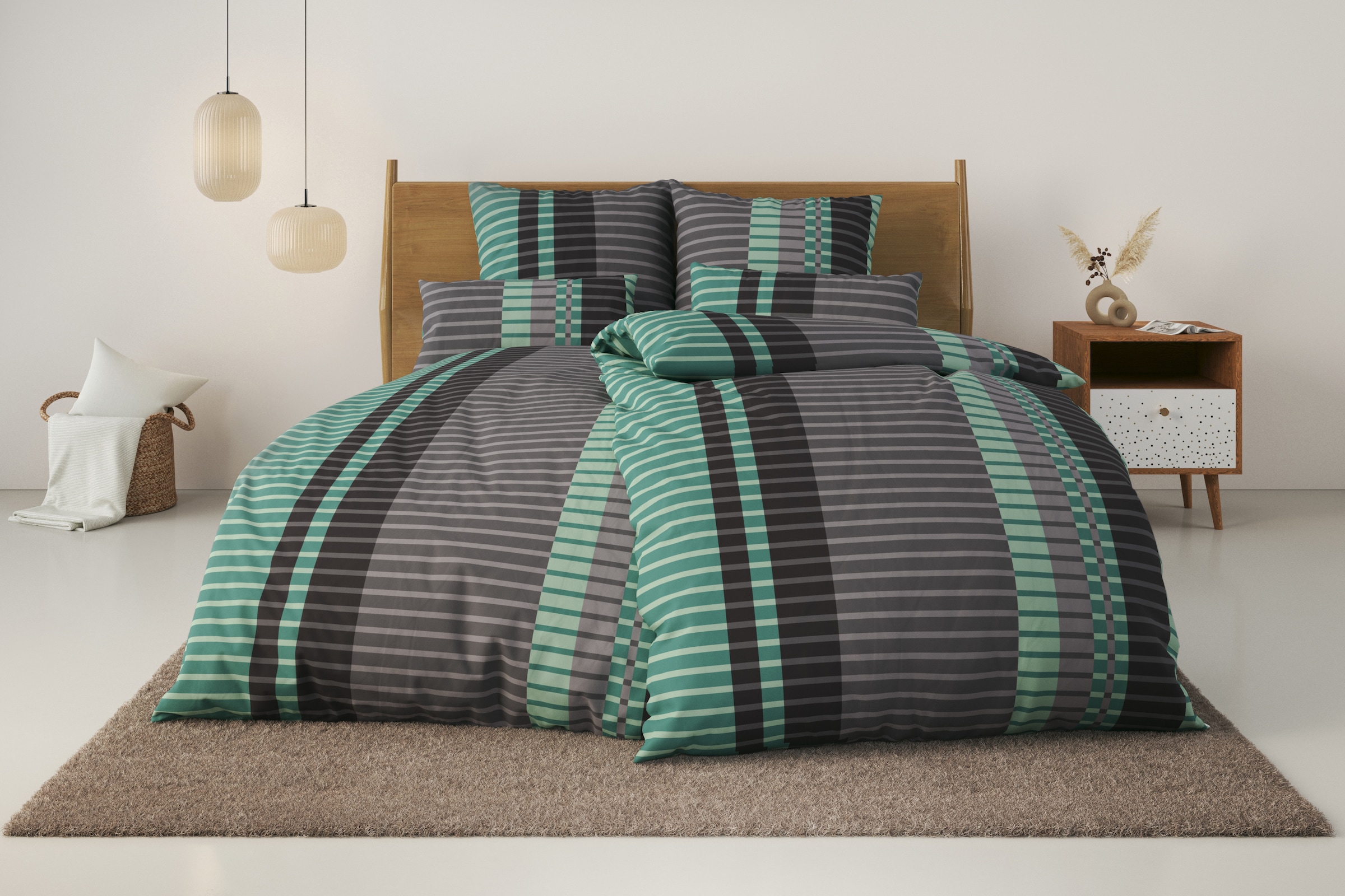 GOODproduct Linge de lit »Philine« 2 cuis mit modernen Streifen, Bettwäsche aus Baumwolle, ab Gr. 135x200 cm