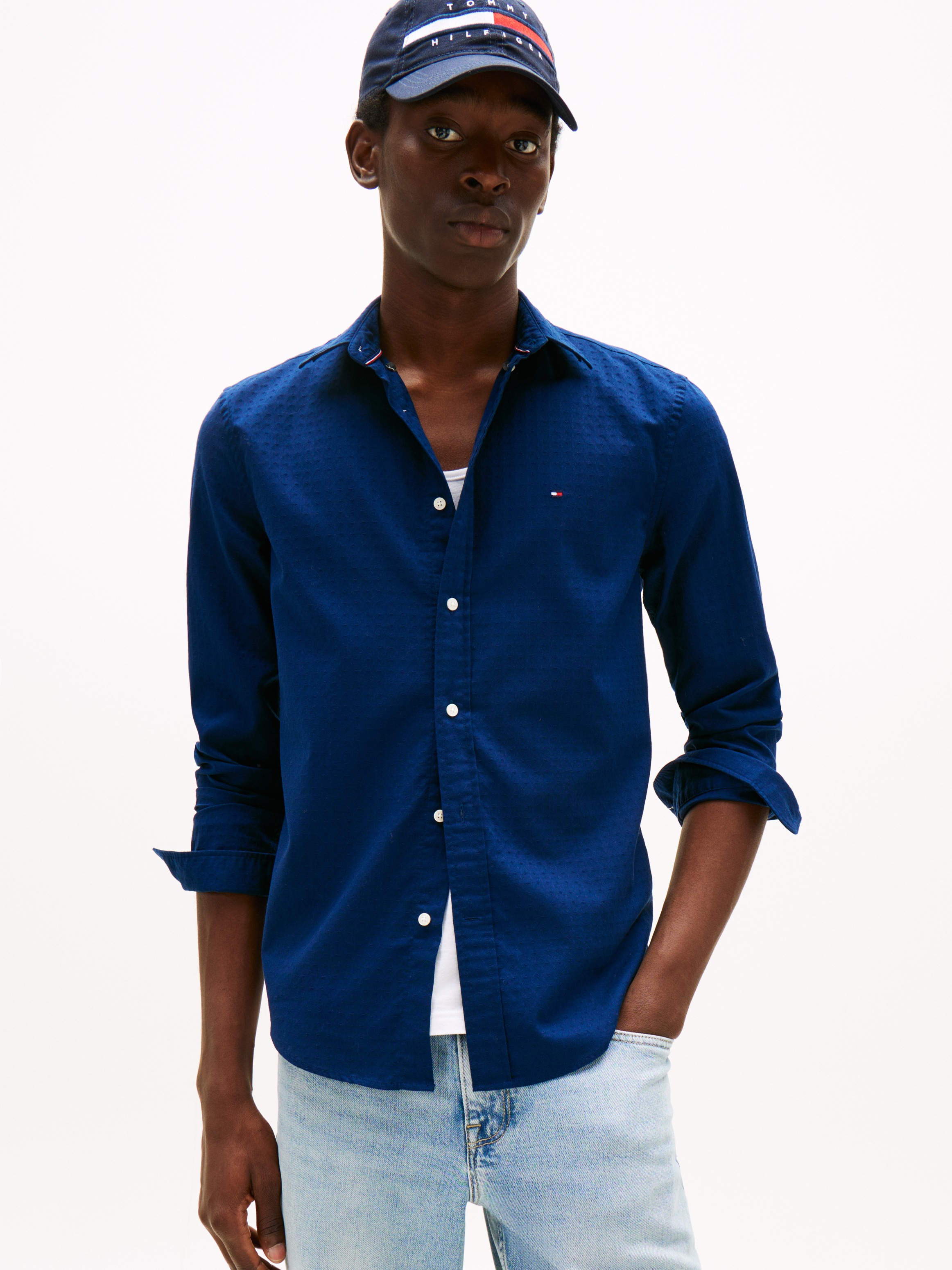 Image of Tommy Hilfiger Langarmhemd "DOBBY STRUCTURE Regular Fit SHIRT"