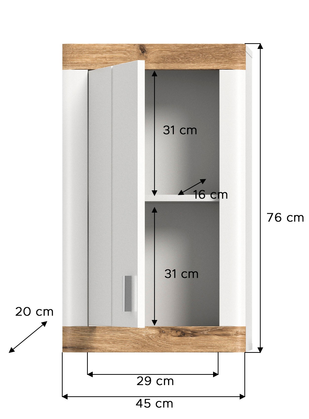 welltime Hängeschrank »Landsby, Breite 45 cm, 1 Tür (Türanschlag wechselbar), 1 Einlegeböden« 1 Stk. tlg. Badmöbel, Badschrank, Schrank, Wandschrank, Bad, Badezimmer