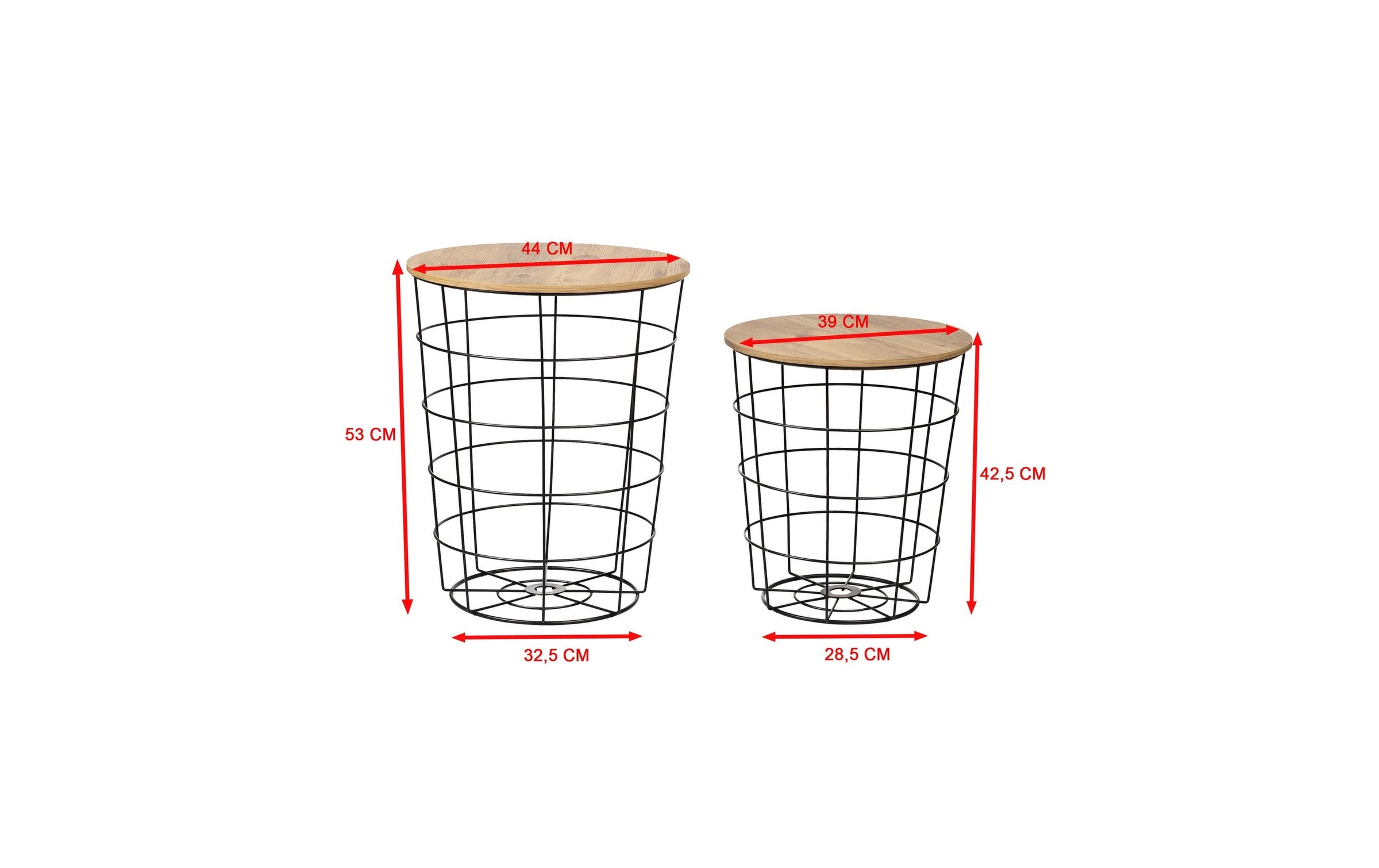 WOODY FASHION Beistelltisch »Axel Ø 39/44 cm, 2 Stück, Nature/Schwarz«