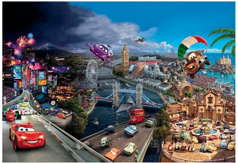 Image of Komar Fototapete "Cars World - Grösse 368 x 254 cm" bedruckt glatt Kinderzimmer
