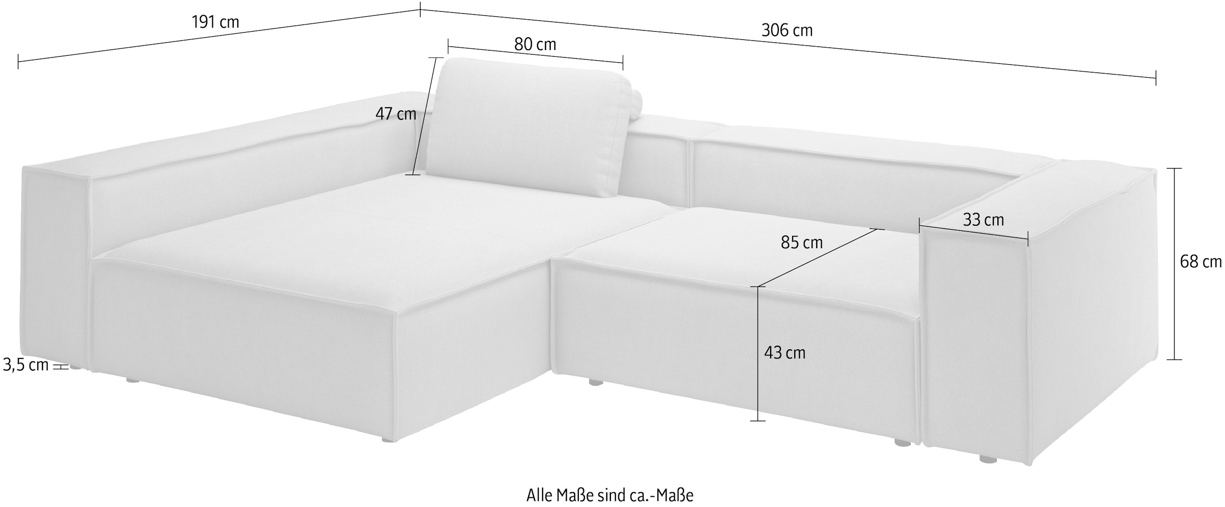 Home affaire Ecksofa »Watertown, moderne XXL L-Form, 306 cm breit, Japandi Design« Komfortabel mit tiefer Sitzfläche – ideal für grosse Wohnräume