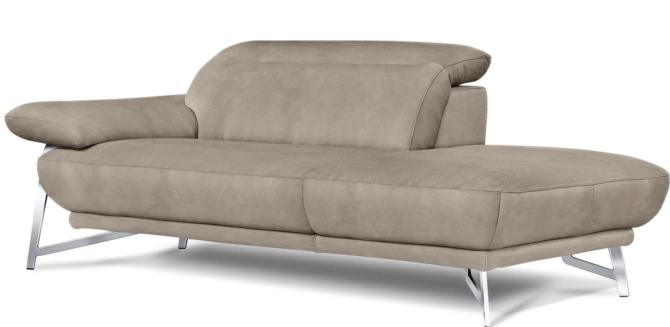 Egoitaliano Sofa »Anais, erstklassiger Sitzkomfort, Fussfarbe chrom« Set, Kopfteil verstellbar, Luxus-Microfaser Lederoptik, opal grau