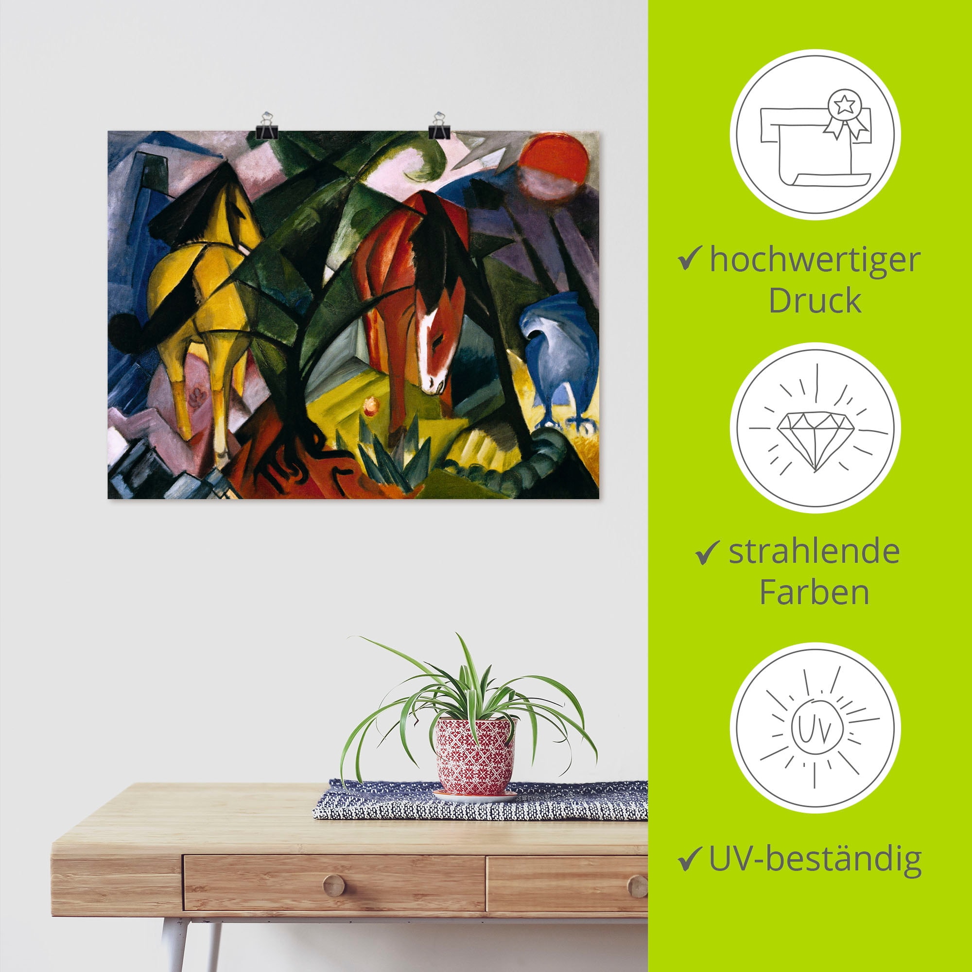 Artland Wandbild »Pferde und Adler. 1912« Haustiere 1 Stk. tlg. als Leinwandbild, Poster in verschied. Grössen