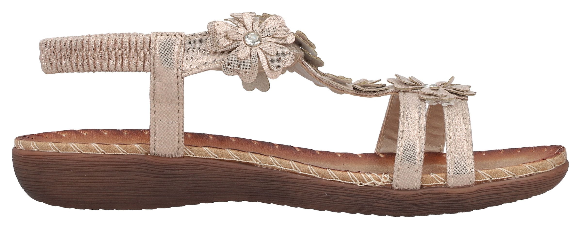 Rieker Sandale  chaussure d'été, chaussure de vacances avec décoration florale et strass