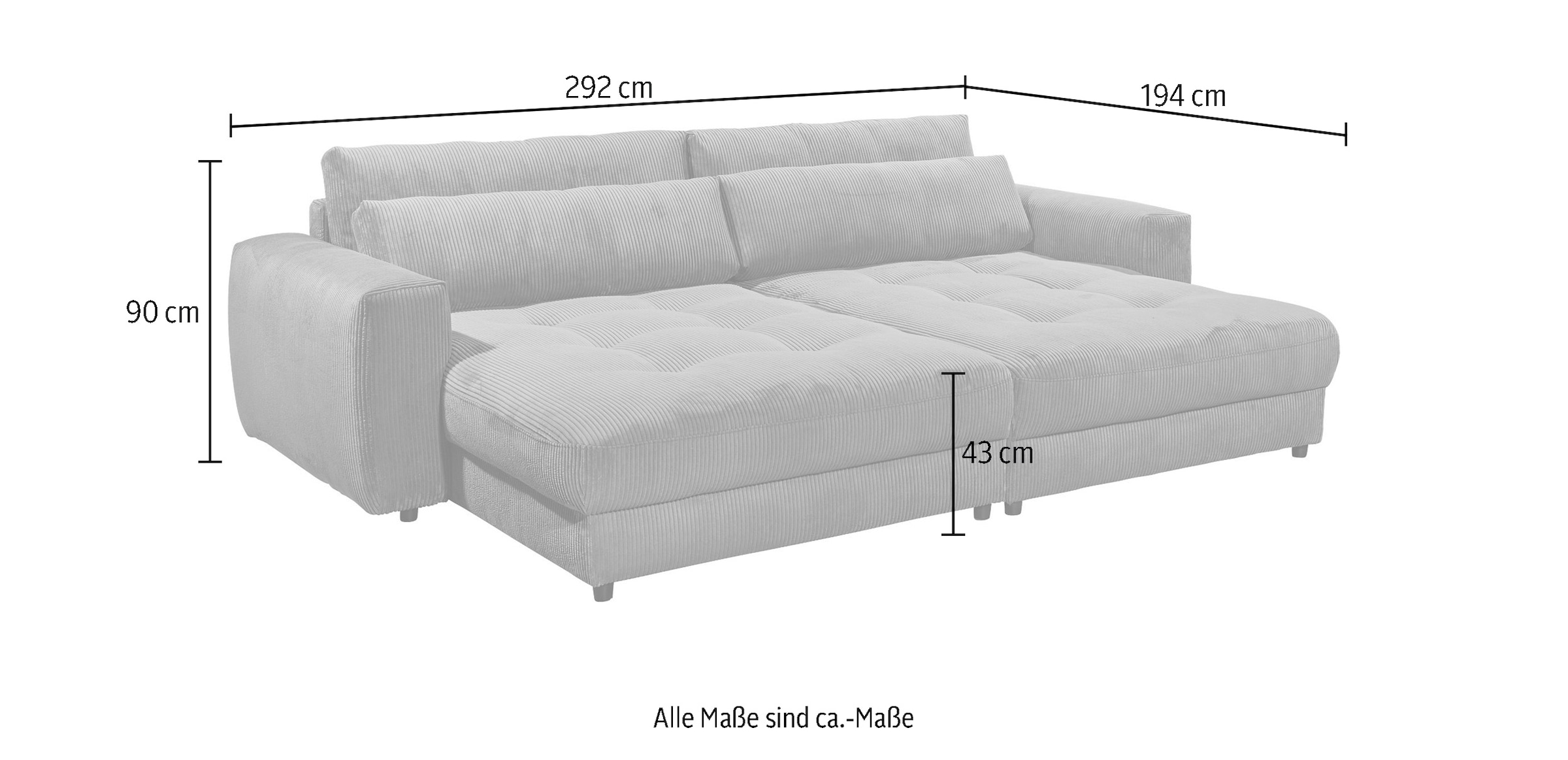ED EXCITING DESIGN Loveseat »Barura«, (2 St.), Big-Sofa mit 2 Nierenkissen
