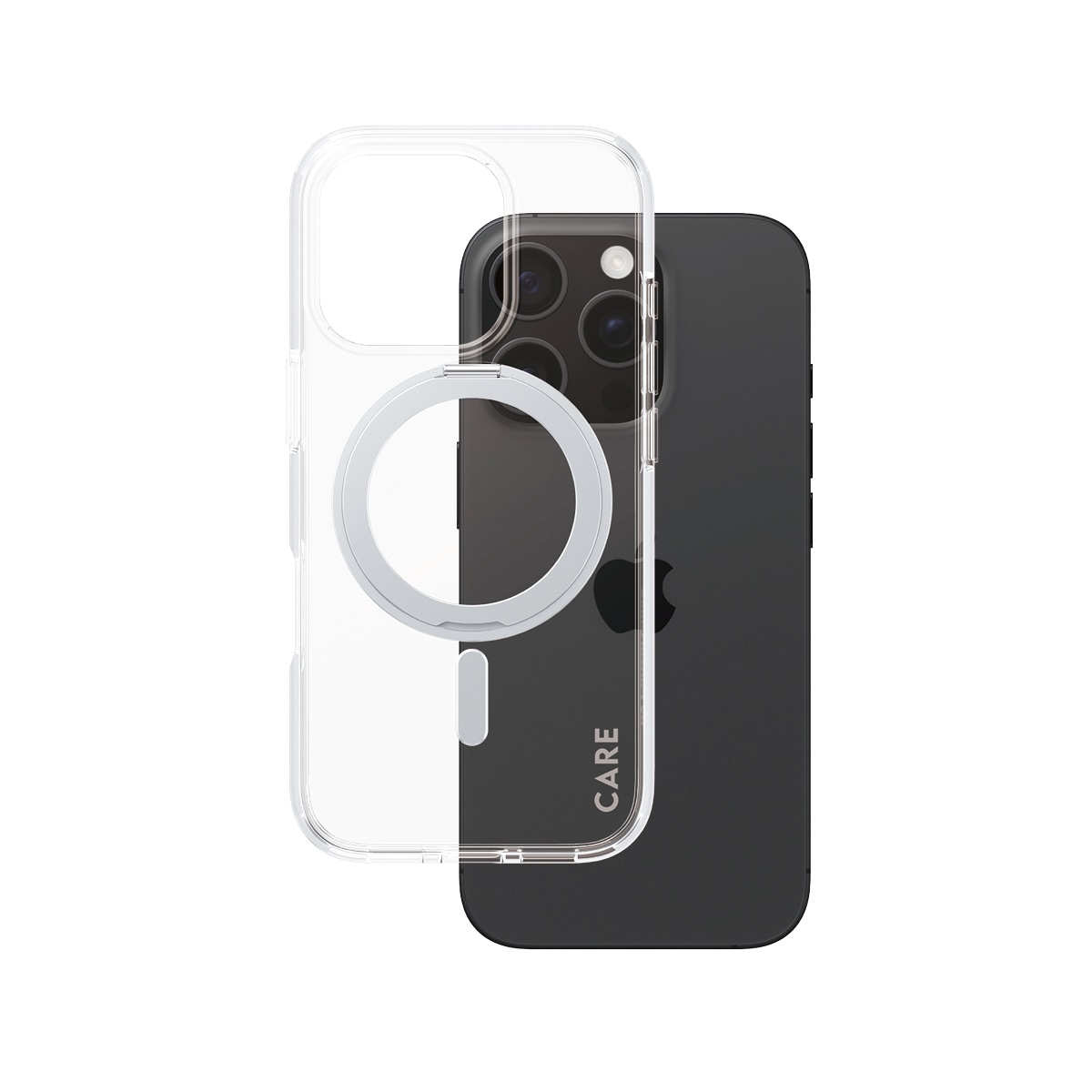 CARE by PanzerGlass Handyhülle »Feature Silver Kickstand MagSafe Apple iPhone 16 Pro«, Backcover, Schutzhülle, Handyschutzhülle, Case, Schutzcase, stossfest
