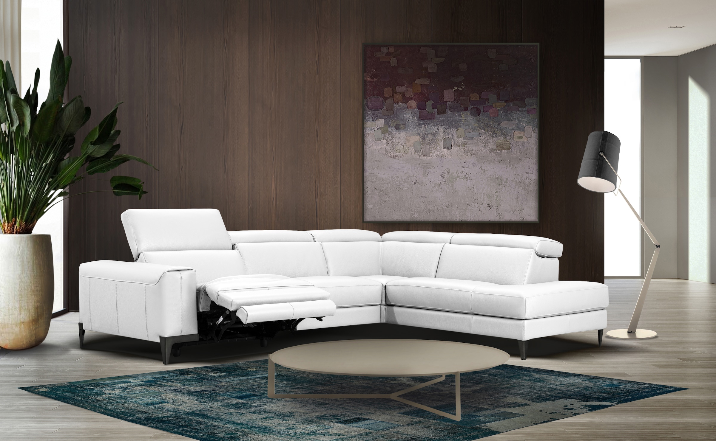 CALIA ITALIA Canapé d'angle »Benja, Designsofa mit erstklassigen Komfortfunktionen zum Wohlfühlen« in Leder, mit elektrischer Relaxfunktion