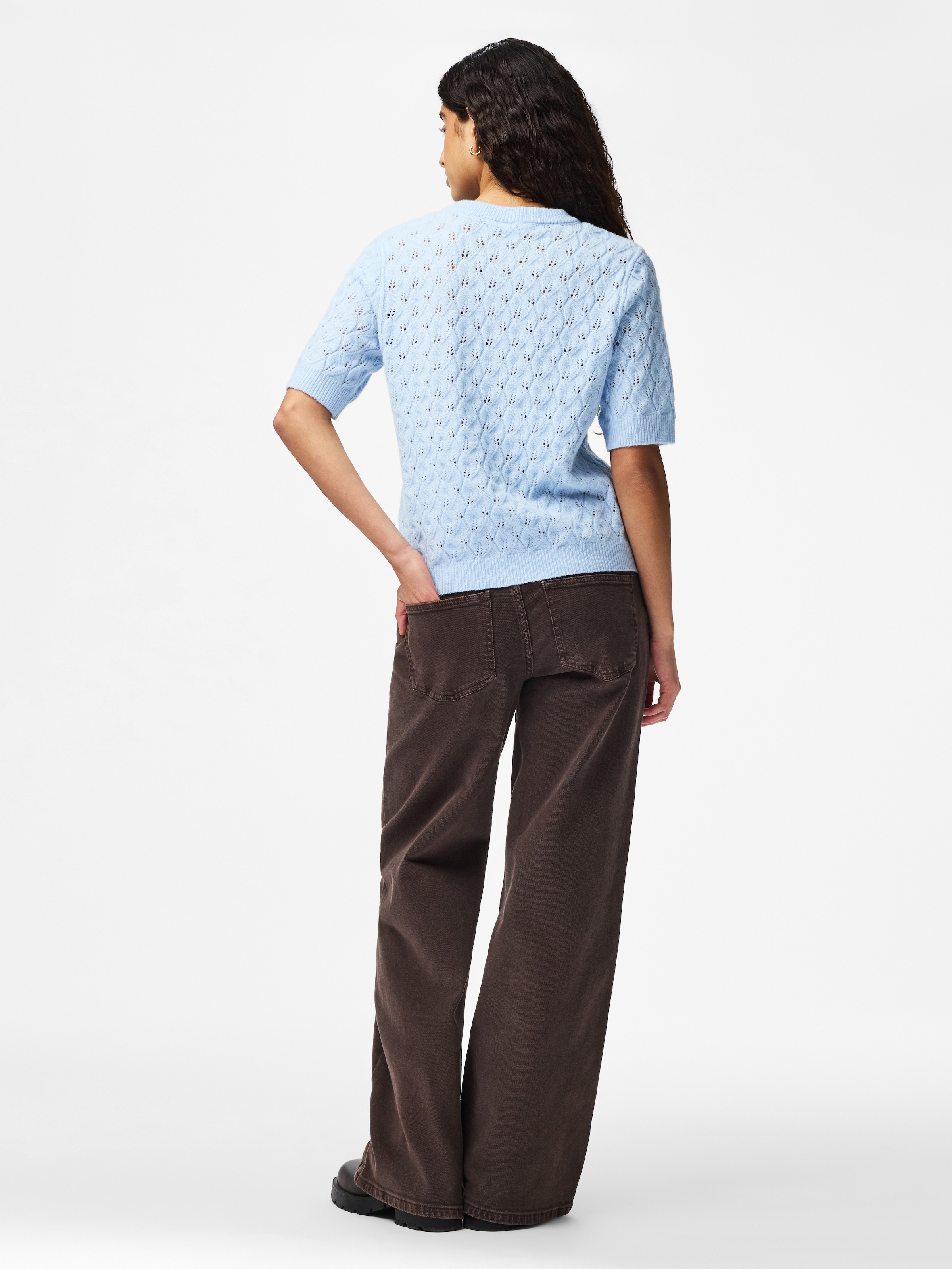 pieces Pull en tricot »PCLELOU SS O-NECK KNIT NOOS BC« avec motif ajouré