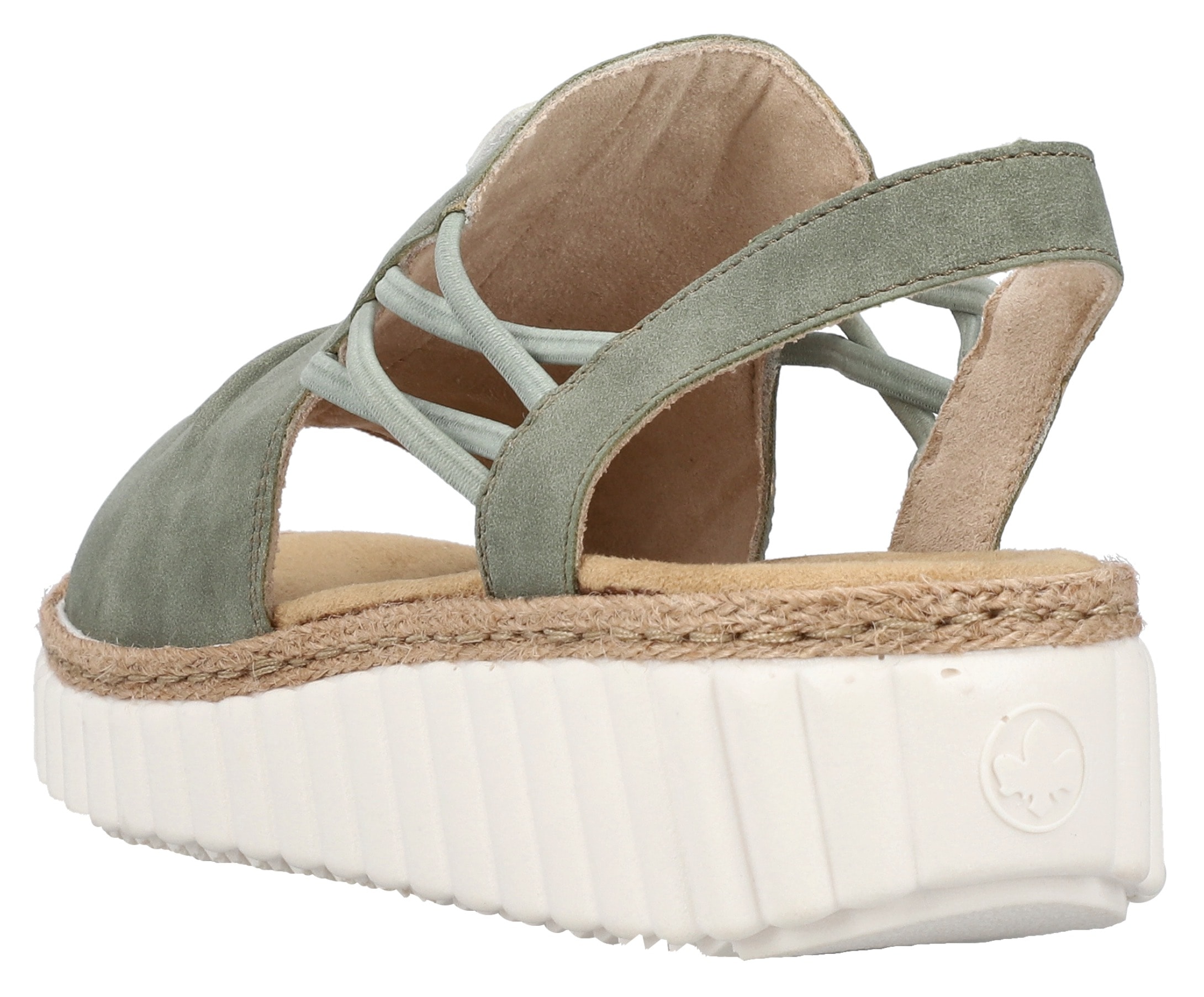 Rieker Plateausandale  , Keilsandalette, Sommerschuh mit Juterahmen an der Laufsohle