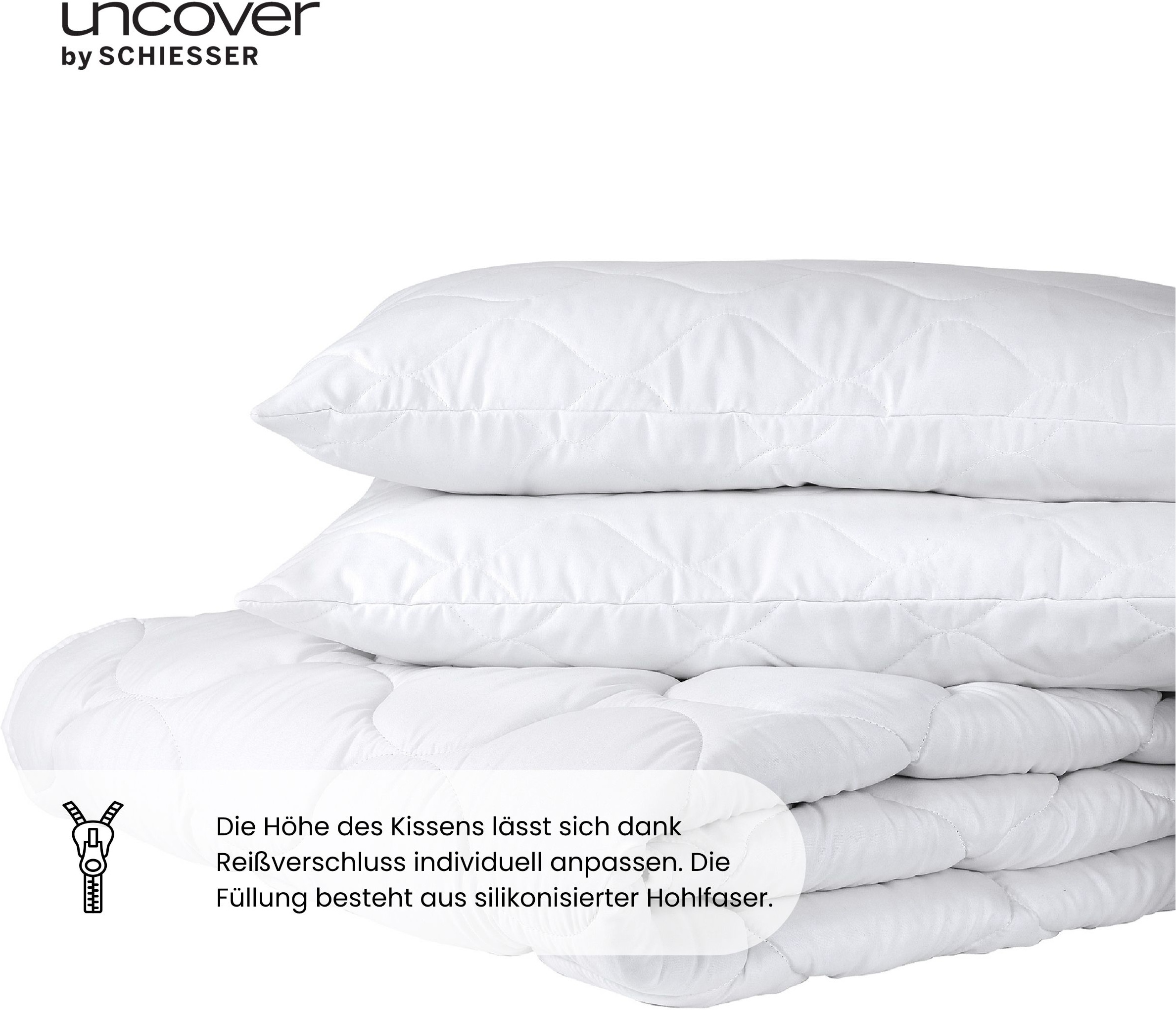 uncover by SCHIESSER Couette microfibre »Chelsea aus pflegeleichter Mikrofaser individuell anpassbare Füllung« normal 1 cuis tlg. remplissage en fibres de polyester recyclé