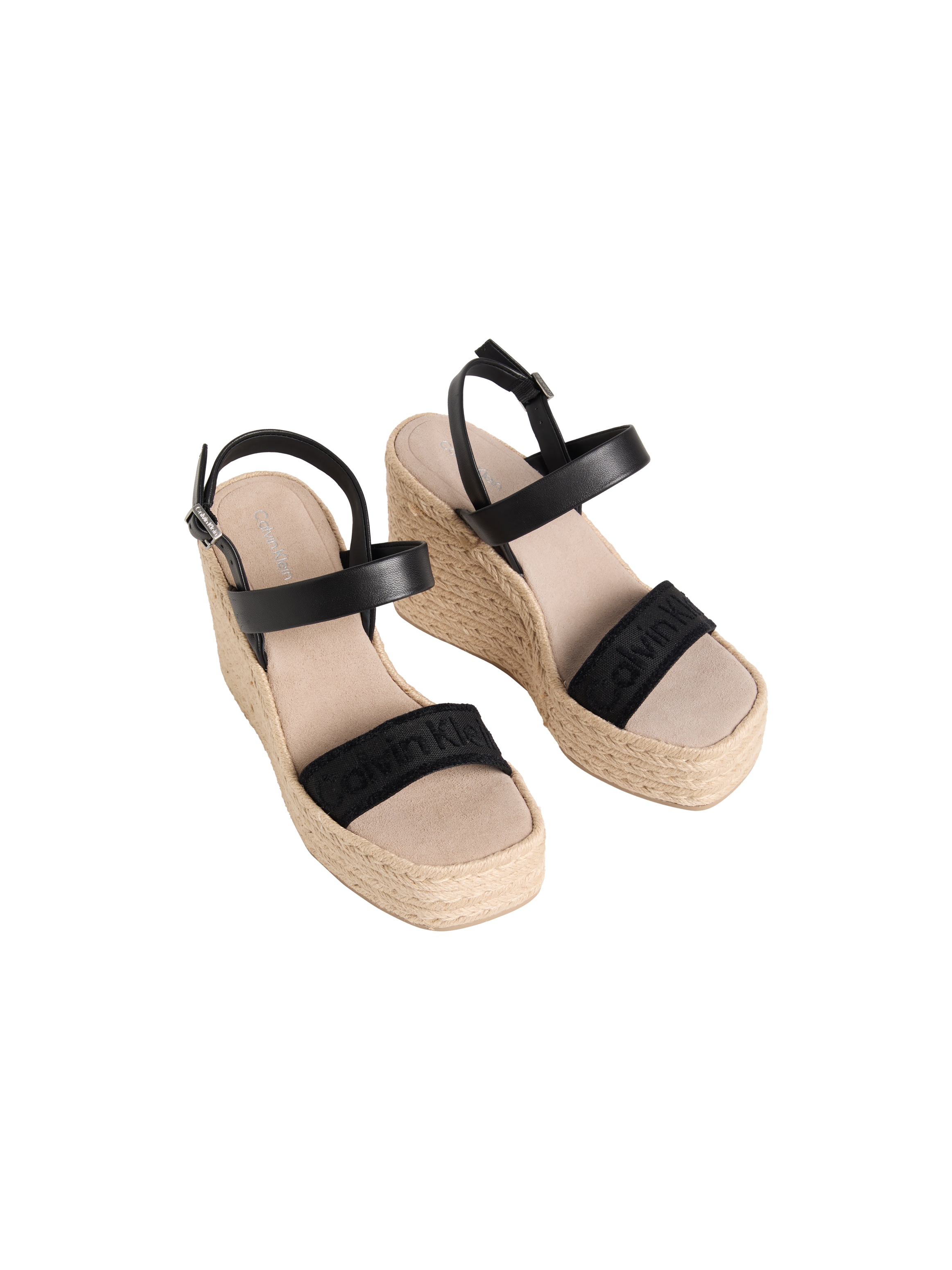 Image of Calvin Klein Keilsandalette "WEDGE ESPAD 70 WEBBING LTH" Sommerschuh, Plateausandale, Keilabsatz, mit Bastbesatz