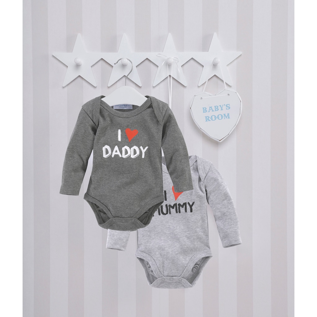 Klitzeklein Langarmbody »Mummy & Daddy«, (Packung, 2 tlg.), aus Bio-Baumwolle