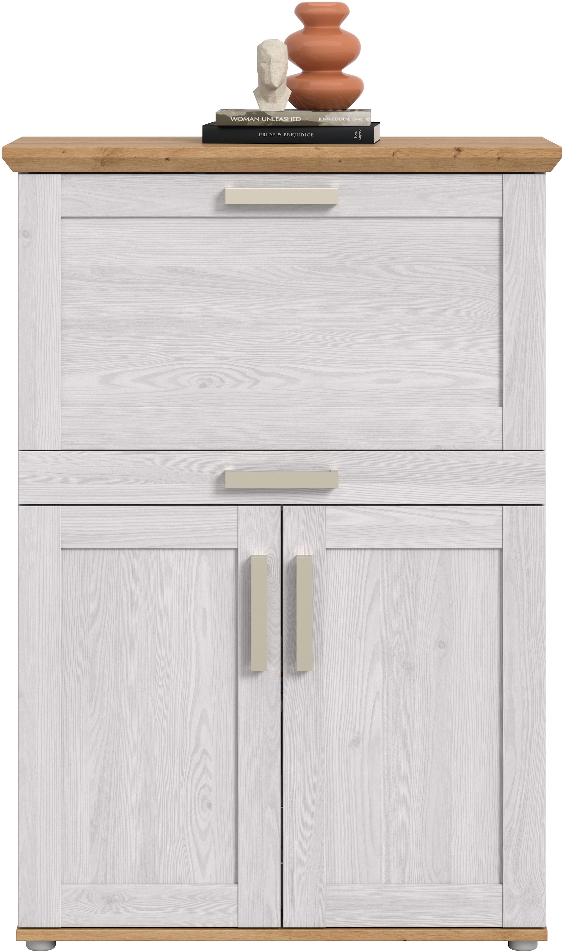 Home affaire Secrétaire »COSENZA, Höhe 122 cm, 2 Türen, 1 Klappe, 1 Schubkasten, 5 Fächer« Style maison de campagne, combinable avec d'autres articles de la série,  Bureau, bureau à domicile, commode, armoire, armoire moyenne